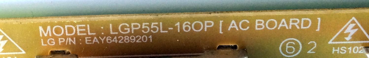 SUB FUENTE DE PODER PARA TV LG OLED / NUMERO DE PARTE EAY64289201 / LGP55L-16OP / 64289201 / PANEL LC550LQD (GJ)(P9) / MODELOS OLED55C6P-U / OLED55C6P-U.AUSZLH / OLED55C6P-U / OLED55C6P-U.BUSWLJR / OLED55C6P-U.AUSZLJR - Imagen 2