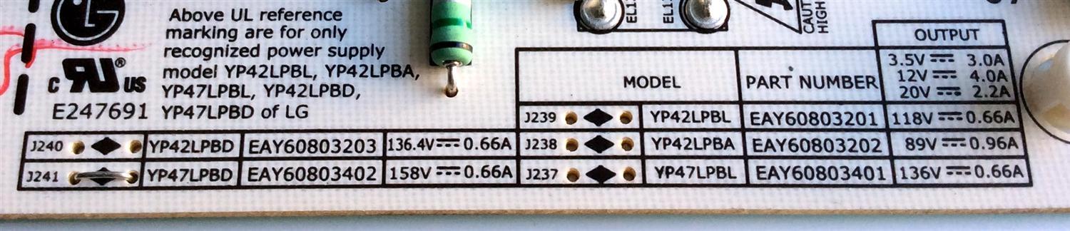 FUENTE DE PODER / LG EAY60803402 / YP47LPBD / 60803402 / PANEL LC470EUS (SC)(A1) / MODELOS 47LX6500 / 47LX6500-UB AUSWLUR / 47LX6500-UB AUSWLJR - Imagen 3