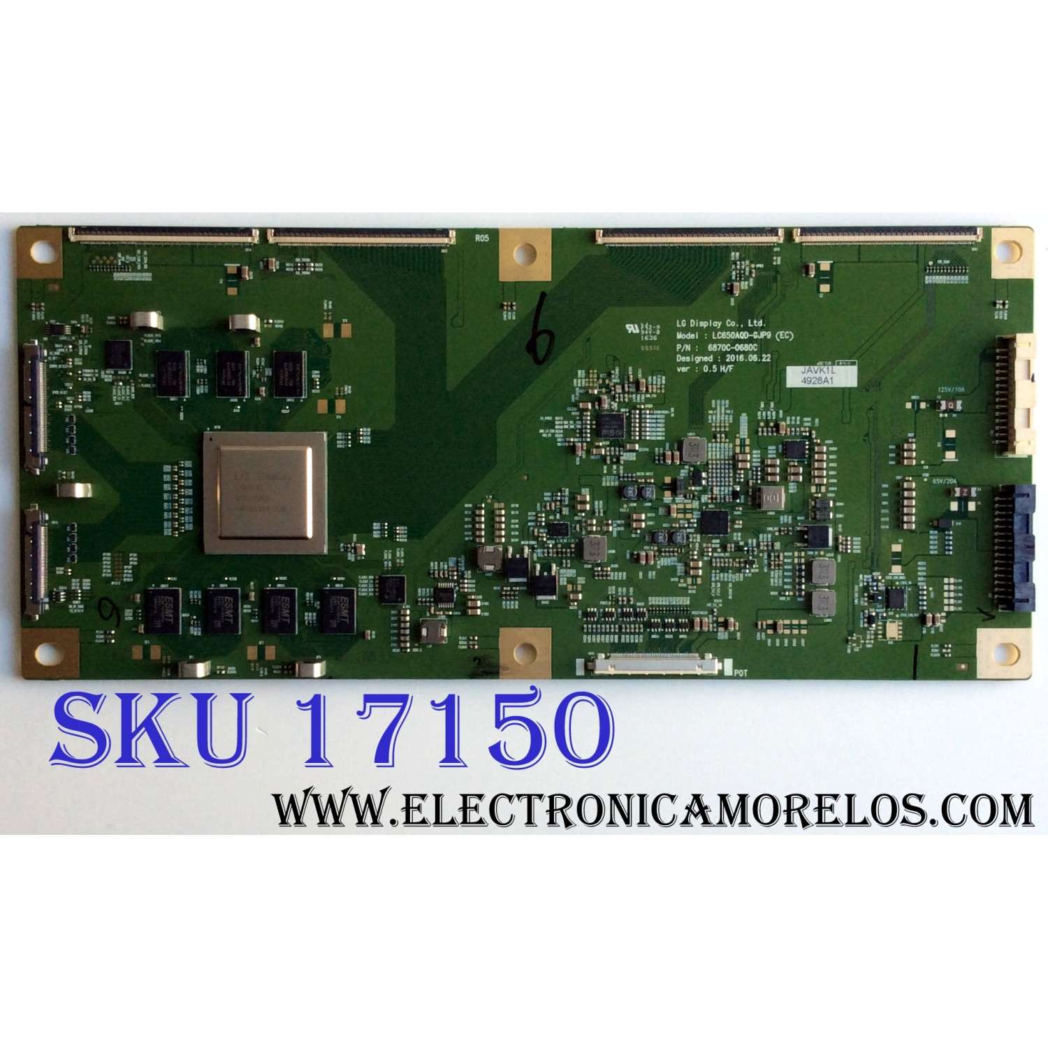 T-CON PARA TV LG OLED / NUMERO DE PARTE 6871L-4928A / 6870C-0680C / LC650AQD-GJP9 / 4928A / PANEL´S LC550LQD (GJ)(P9) / LC550AQD (GJ)(A9) / MODELOS OLED55C6P-U / OLED55C6P-U.AUSZLH / OLED55B6P-U / OLED55B6P-U.BUSZLJR / OLED55C6P-U.AUSZLJR