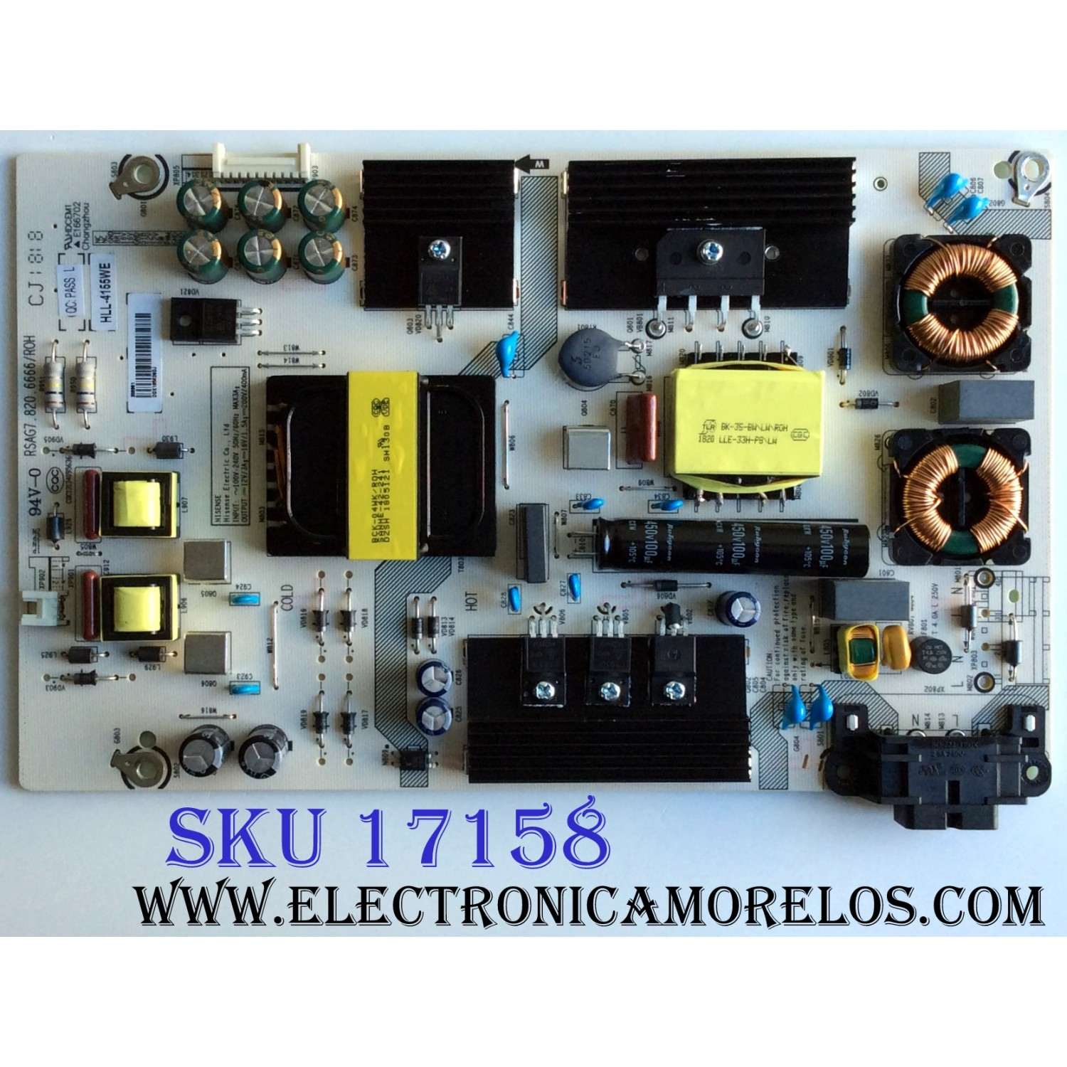 FUENTE DE PODER ORIGINAL PARA TV SHARP / NUMERO DE PARTE 208961 / RSAG7.820.6666/ROH / HLL-4155WE / CQC13134095636 / E166702 / PANEL HD500K3U53\S0\XP\BBY\GM\ROH / 211263 / MODELO LC-50LBU591U