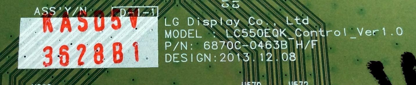 T-CON / LG 6871L-3628B / 870C-0463B / LC550EQK_Control_Ver1.0 / 3628B / PANEL LC550EQF (FG)(F1) / MODELO 55UB9500-UA AUSWLJR - Imagen 2