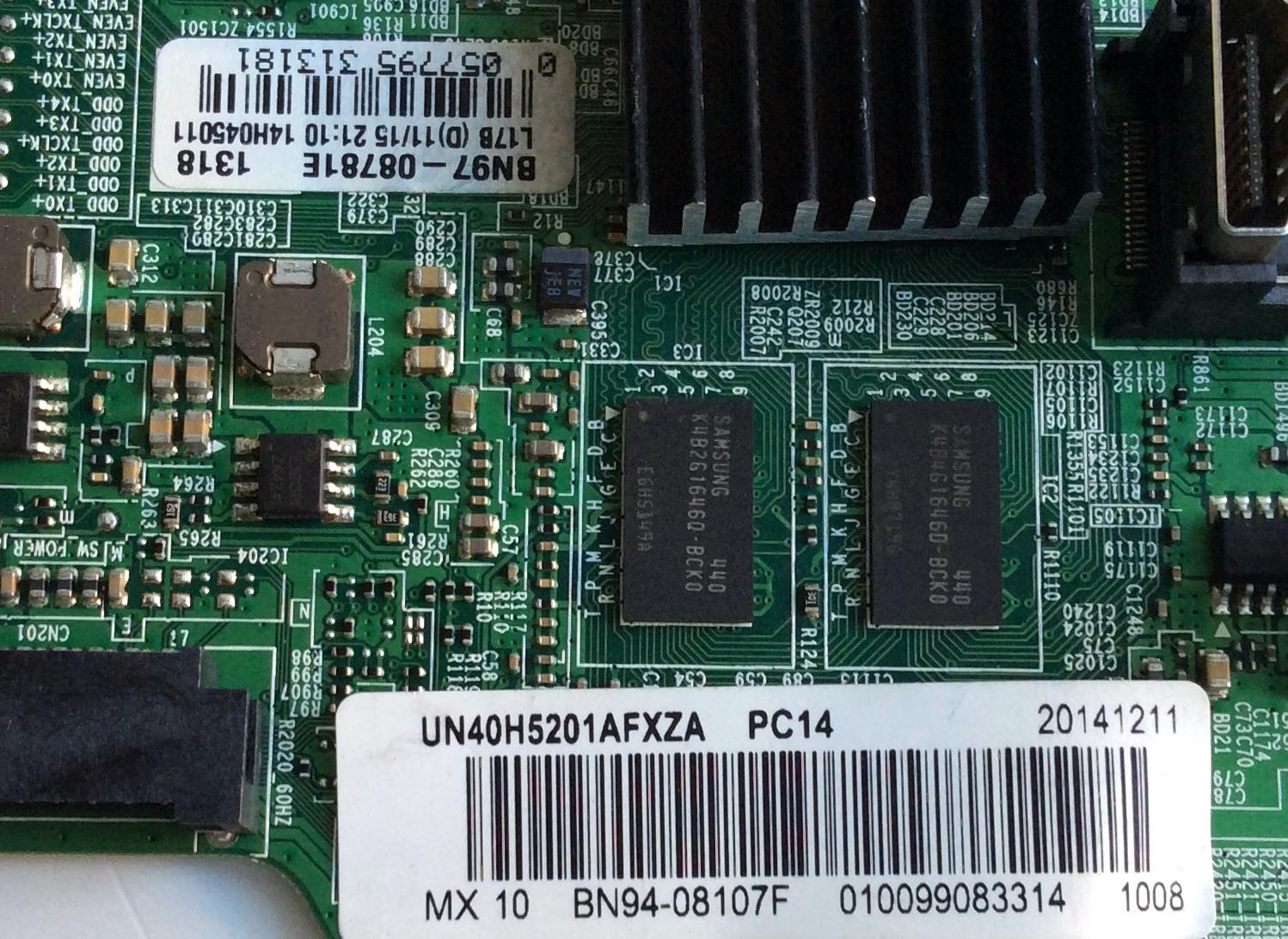 MAIN / SAMSUNG BN94-08107F / BN41-02245A / BN97-08781E / PARTE SUSTITUTA BN94-10715A / PANEL´S CY-DF400BGLV3H / CY-DF400BGLV8H / DISPLAY LSF400HM02-A01 / MODELOS UN40H5201AFXZA UF04 / UN40H5203AFXZA UN40H5203AFXZC / UN40H5201AFXZA LD05 - Imagen 2