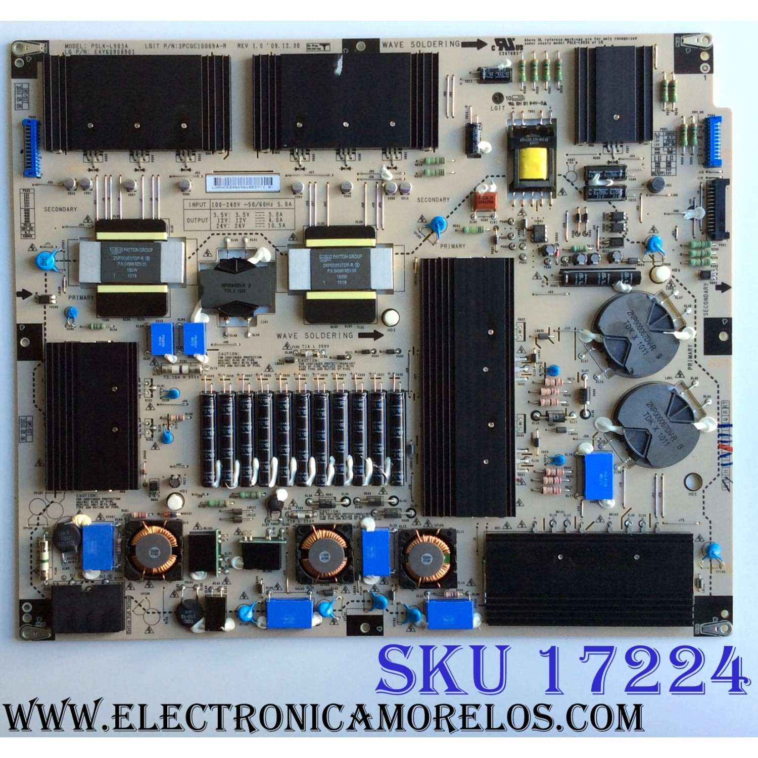 FUENTE DE PODER / LG EAY60908901 / 60908901 / 3PCGC10009A-R / PSLK-L903A / PANEL LE85M55T240V5 / MODELOS 55LE5400-UC / 55LE8500-UA AUSWLJR / 55LE8500-UA AUSWLUR / 55LX9500-UA AUSWLJR / 65LW6500-UA AUSDLUR