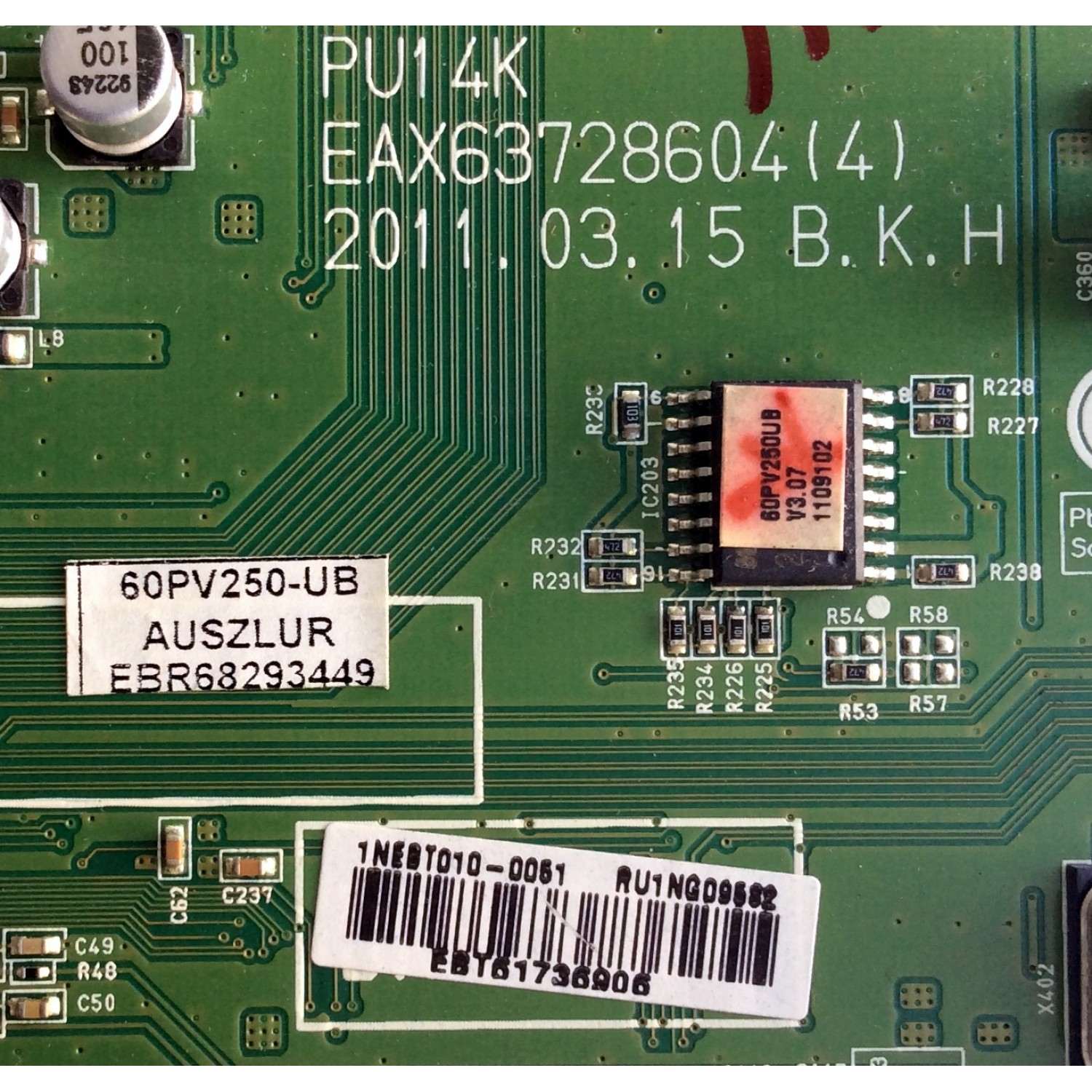 MAIN / LG EBT61736906 / EAX63728604 (4) / EBR68293449 / PARTE SUSTITUTA EBT61736903 / PANEL PDP60R30110 / MODELO 60PV250-UB / 60PV250-UB.AUSZLUR - Imagen 3