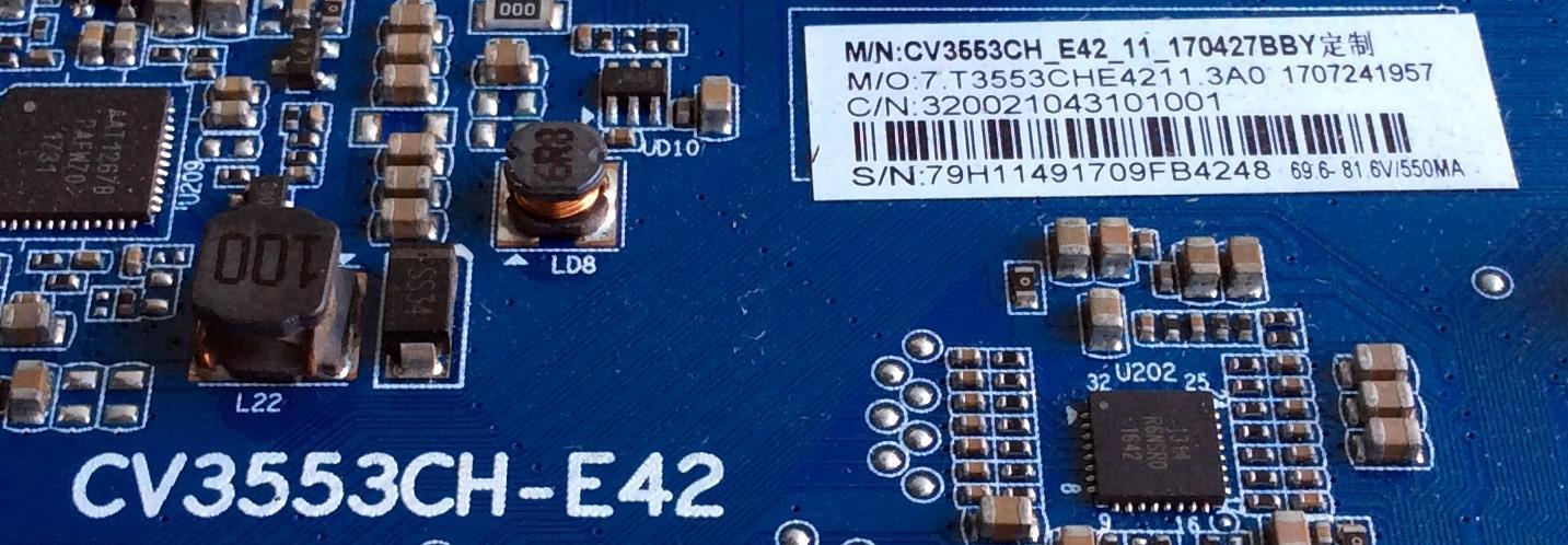 MAIN FUENTE (COMBO) / INSIGNIA 320021043101001 / CV3553CH-E42 / CV3553CH_E42_11_170427BBY / 7.T3553CHE4211.3A0 / 1707241957 / 076E2L02731B0 / E476721 / 79H11491709FB / PANEL BOEI430WU1 / DISPLAY 	HV430FHB-N10 / MODELO NS-43D420NA18 - Imagen 2