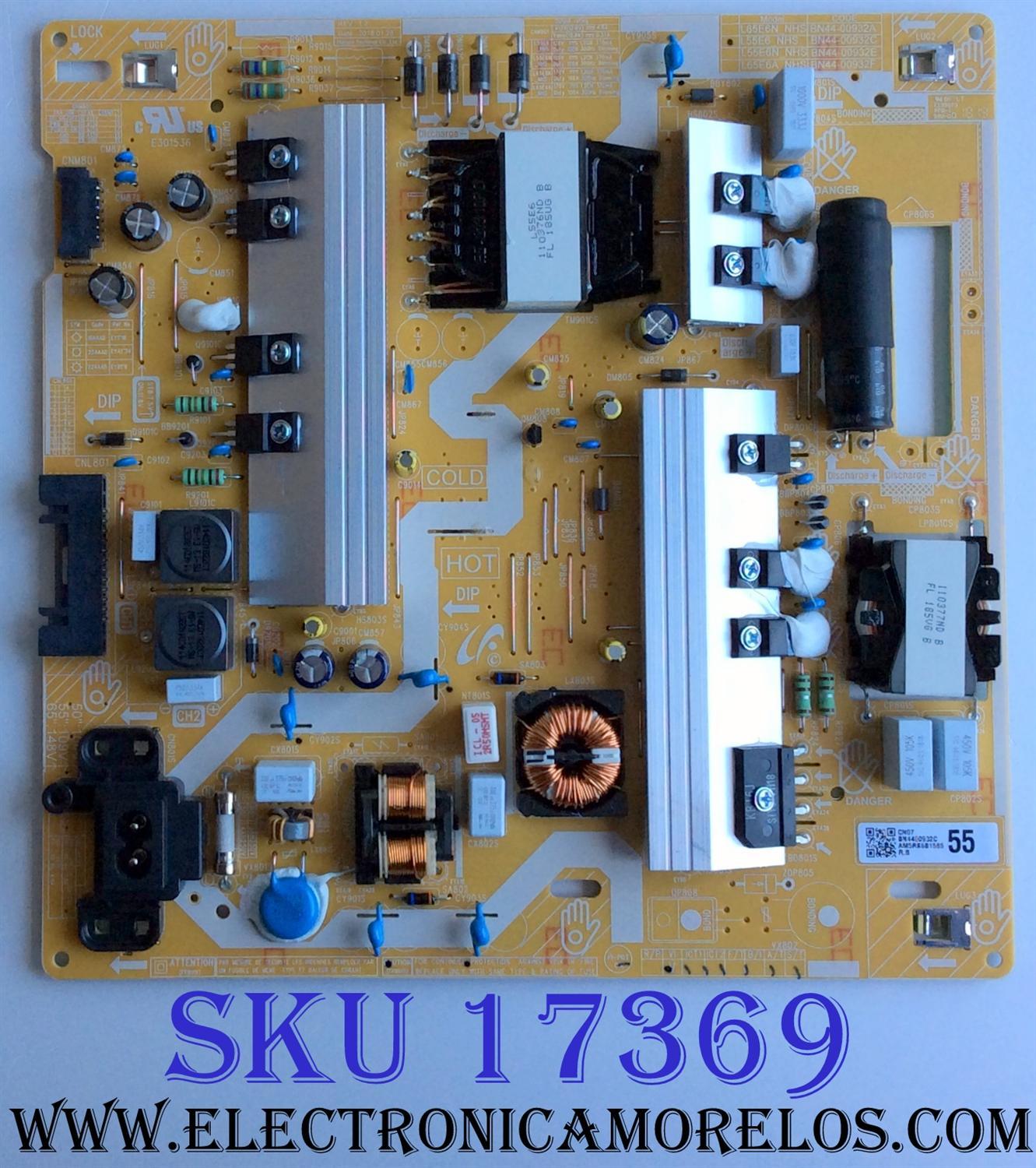 FUENTE SAMSUNG BN44-00932C / L55E6_NHS / BN4400932C / PANEL CY-NN055HGLV2H / MODELOS UN55NU7100FXZA FB04 / UN55NU7100FXZA CB06 / UE50NU7400 / UN55NU7400 / UN55NU7400 / UN55NU7500 / UE55NU7440 / UE55NU7442 / UE55NU7445 / MAS MODELOS EN DESCRIPCION