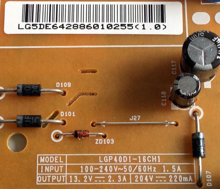 FUENTE DE PODER / LG EAY64288601 / EAX66862601(1.4) / 64288601 / LGP4DI-16CH1 / PLDF-L502A / 3PCR01372A / EAX66862601 / KB-3151C / MODELOS 40LH5300-UA / 40LH5300-UA AUSJLJM / 40LH5300-UA.BUSJLJM - Imagen 3