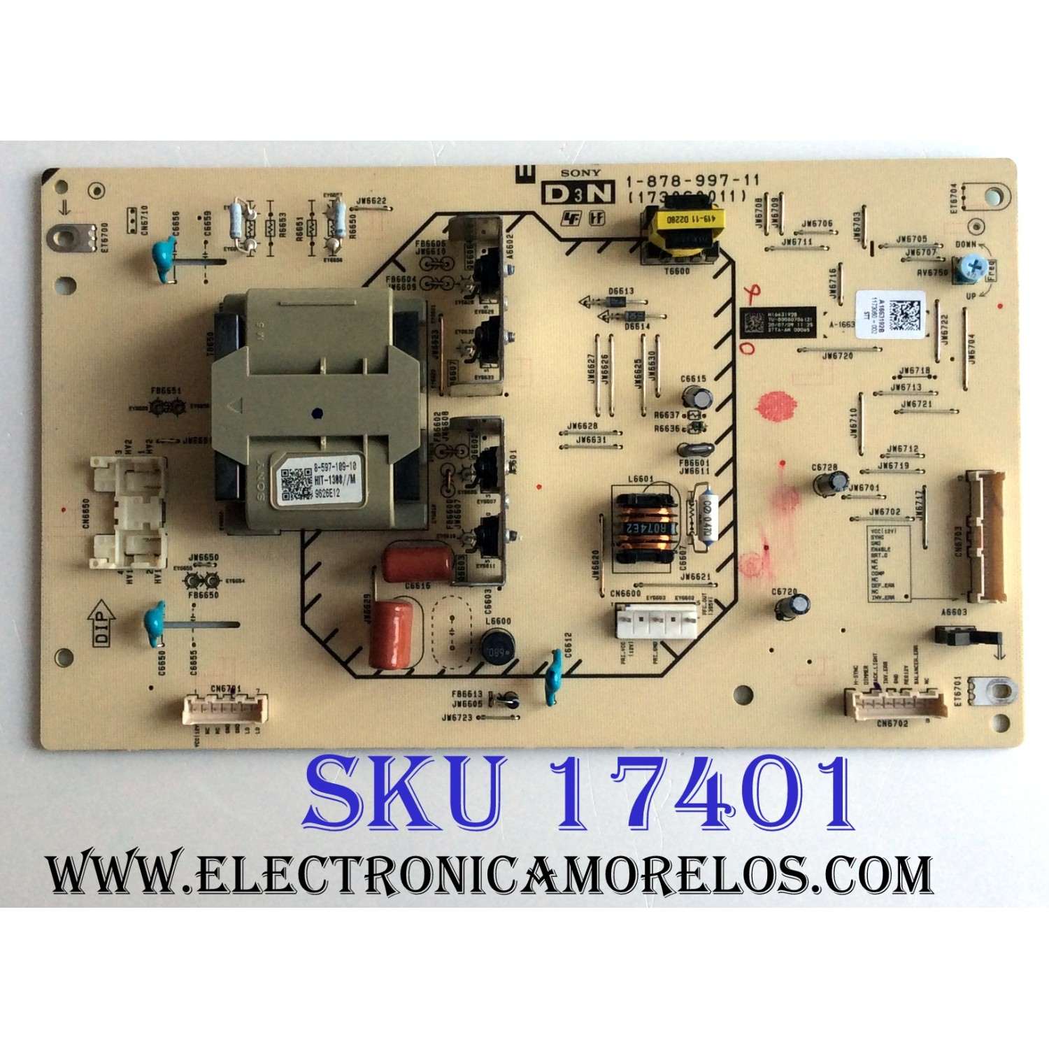 TARJETA D3N / SONY A-1663-192-B / A1663192B / M1663192B / 1-878-997-11 / 173060011 / PANEL LTY520HE11 / MODELOS KDL-52W5100 / KDL-52XBR9 / KDL-52VL150 / KDL-52Z5100