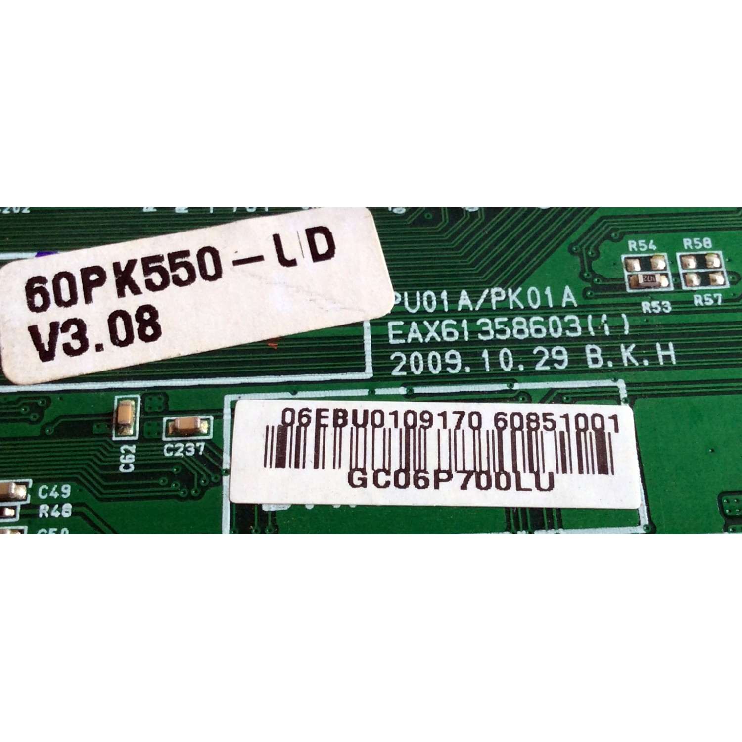 MAIN / LG EBR60851001 / EAX61358603 / 6851001 / EBR65773401 / EBT60948301 / EAX61358603(1) / PANEL PDP60R10000 / MODELO 60PK550-UD - Imagen 2