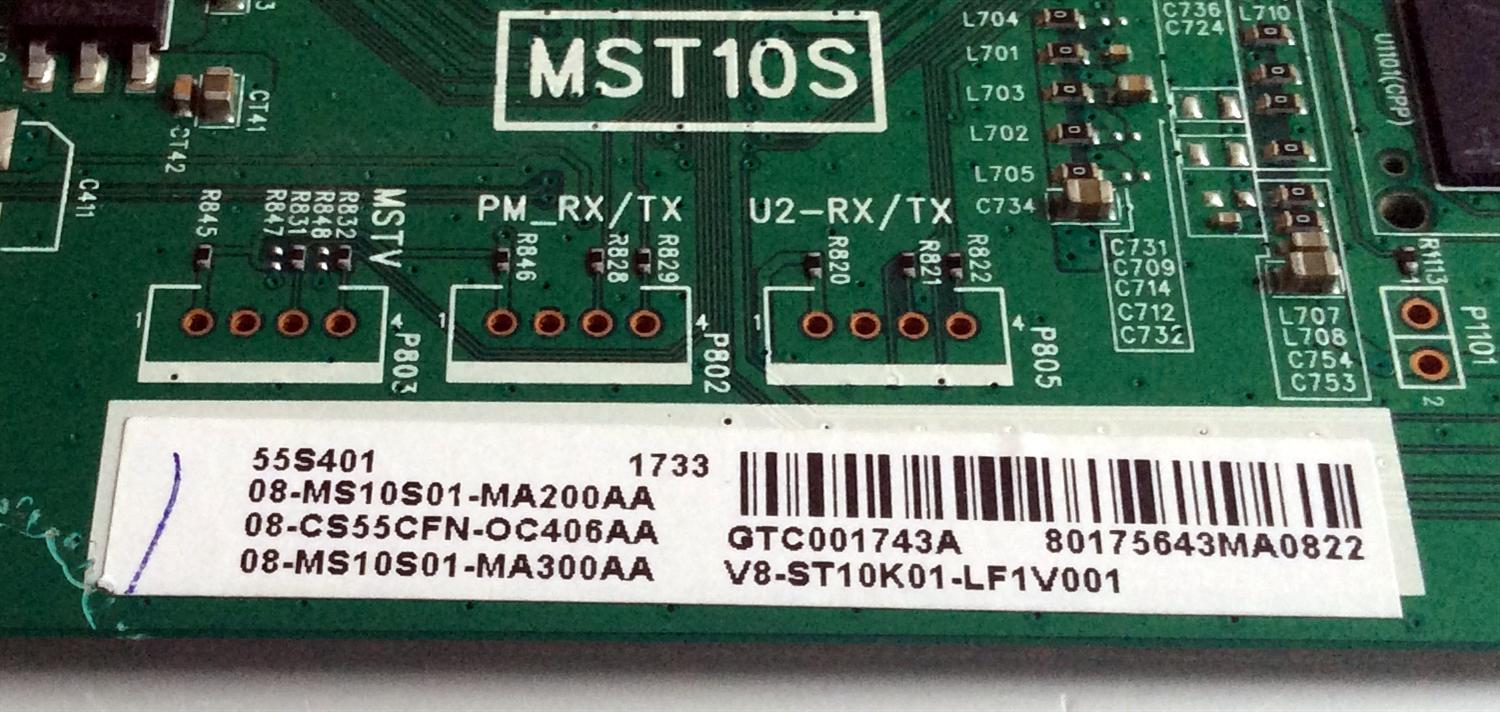 MAIN PARA TV. TCL / 08-CS55CFN-OC406AA / 40-MST10S-MAD4HG / 08-MS10S01-MA200AA / 08-MS10S01-MA300AA / PANEL LVU550ND1L / DISPLAY ST5461D04-3 / MODELOS 55S401 / 55S403TFAA / 55S403TAAA / 55S403TCAA / 55S403TIAA / 55S401TCAA / 55S401TAAA / 55S405TBBA - Imagen 2
