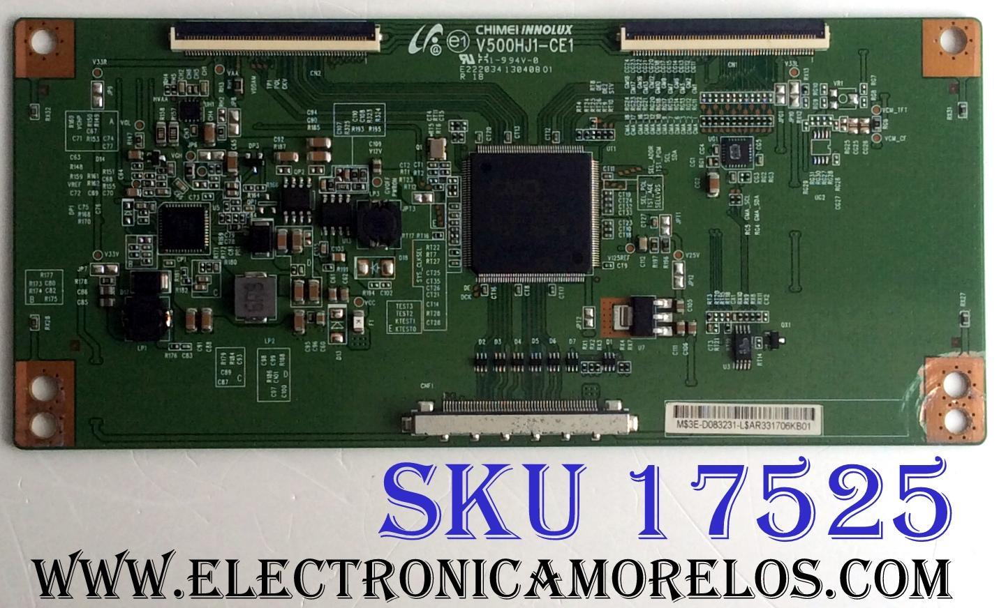 T-CON / JVC 35-D083231 / V500HJ1-CE1 / E222034 / 13040801 / PANEL V390HJ1-LE6 Rev.C4 / MODELO EM39T TC1DED