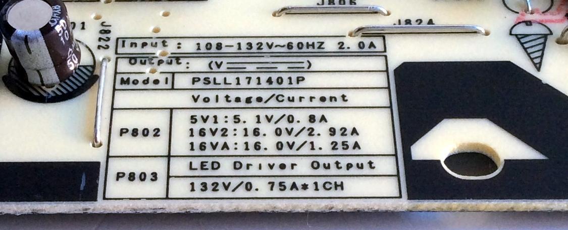 FUENTE DE PODER PARA TV TOSHIBA / NUMERO DE PARTE PK101W1580I / PSLL171401P / 11-PK101W1580I / REV.100 / DDSXL-H21-5398-REV100 / PANEL K550WDRA / LSC550FN11 / DISPLAY ST6461D07-2 / MODELOS 55L711U18 / 55L711M18 - Imagen 2
