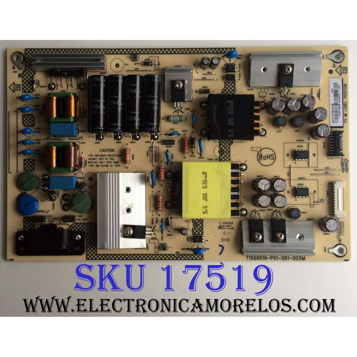 FUENTE DE PODER PARA TV SHARP / NUMERO DE PARTE PLTVHY291XAG5 / 715G9519-P01-001-003M / (X)PLTVHY291XAG5 / E168066 / PANEL TPT500J1-HVN07.U REV:S500AH / DISPLAY T500HVN07.5 / MODELO LC-50LB601U