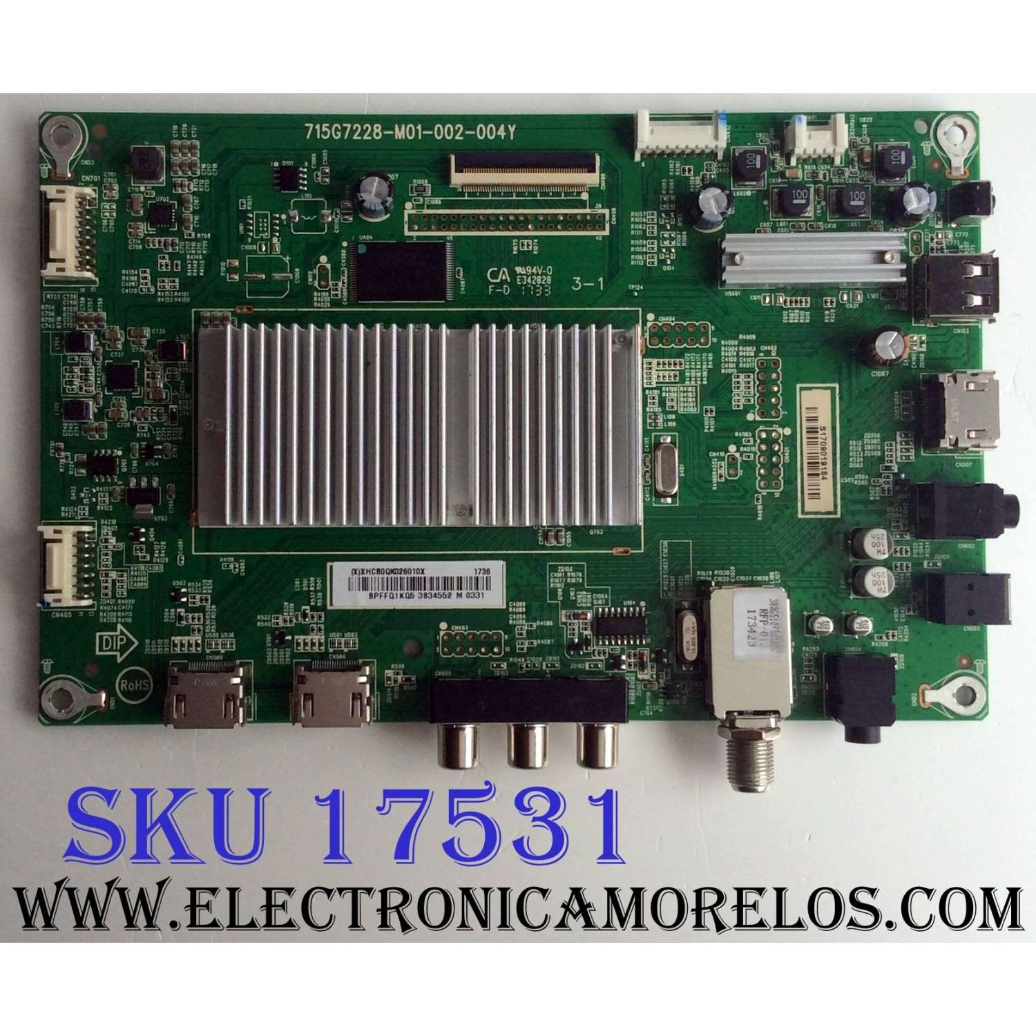 MAIN PARA TV SHARP / NUMERO DE PARTE 756TXHCB0QK026 / XHCB0QK026 / 715G7228-M01-002-004Y / (X)XHCB0QK026010X / PANEL TPT500J1-HVN07.U REV:S500C / MODELO LC-50LB481U