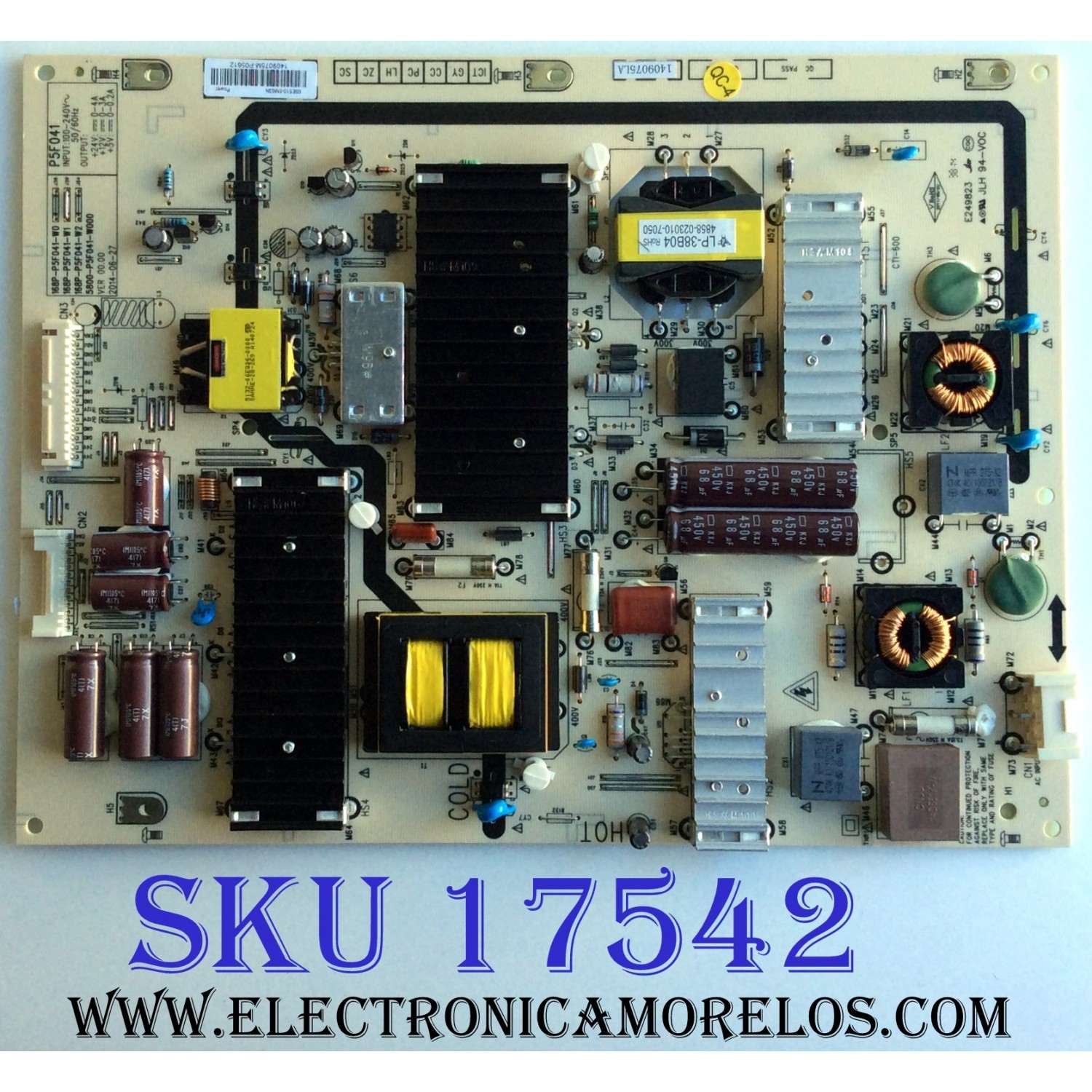 FUENTE DE PODER PARA TV LG / NUMERO DE PARTE 168P-P5F041-W1 / 5800-P5F041-W000 / P5F041 / 65E510-6M63N / PANEL V650HP1-LS6 REV.E2 / MODELOS 65LB5200-UA / 65LB5200-UA.CUSJLH