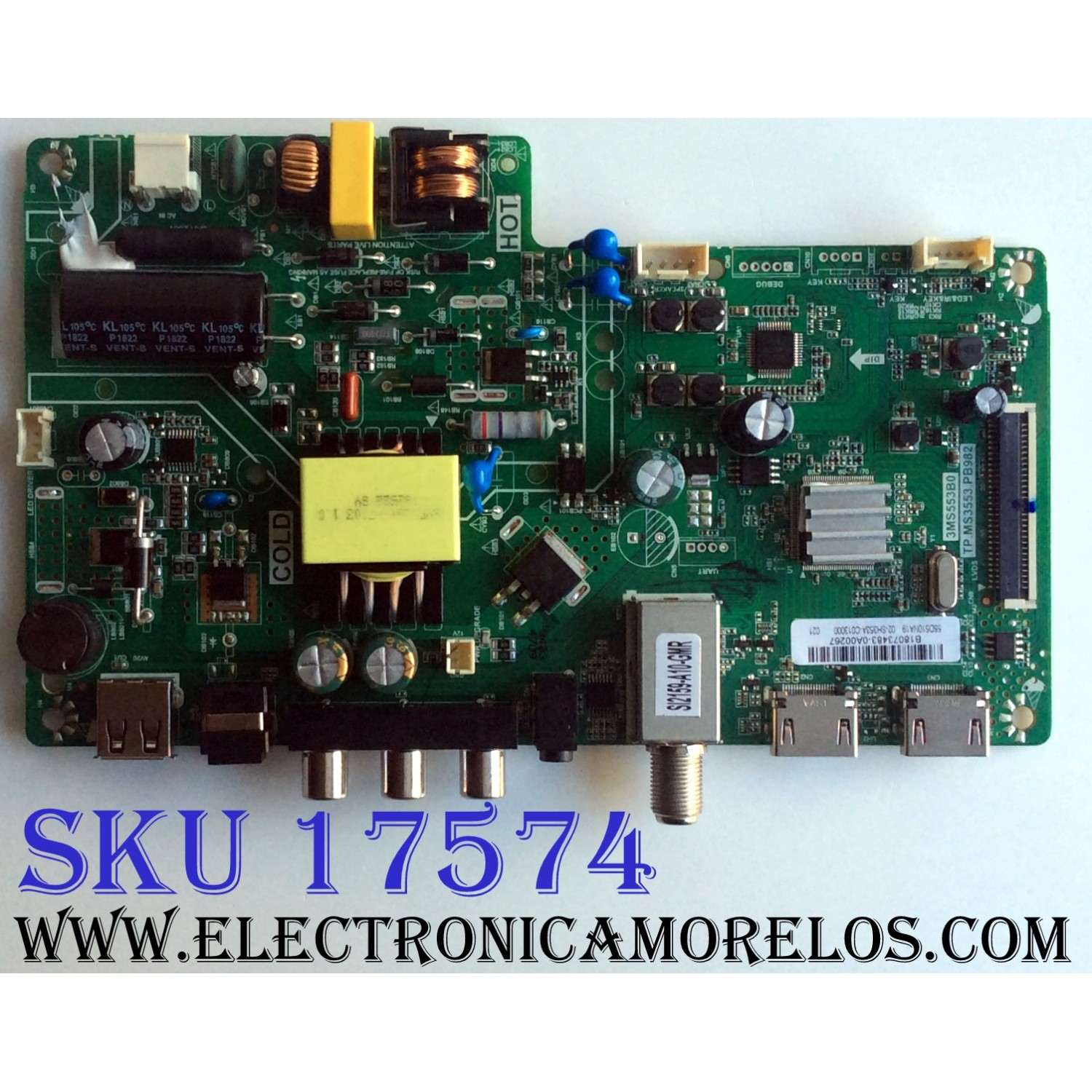 MAIN / FUENTE (COMBO) / BEST BUY / TOSHIBA B18073483 / TP.MS3553.PB982 / 02-SH353A-C013000 / 3MS553B0 / 55D510NA19 / MODELO 32L220U19