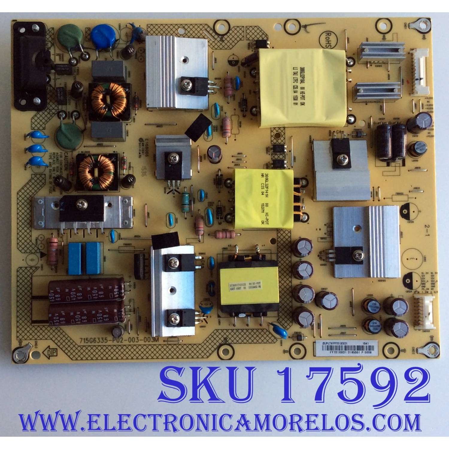 FUENTE DE PODER PARA TV SHARP / NUMERO DE PARTE PLTVFY721XXD1 / 715G6335-P02-003-003M / (X)PLTVFY721XXD1 / PANEL TPT500J1-HVN08.A REV:S800B / MODELO LC-50LB371U