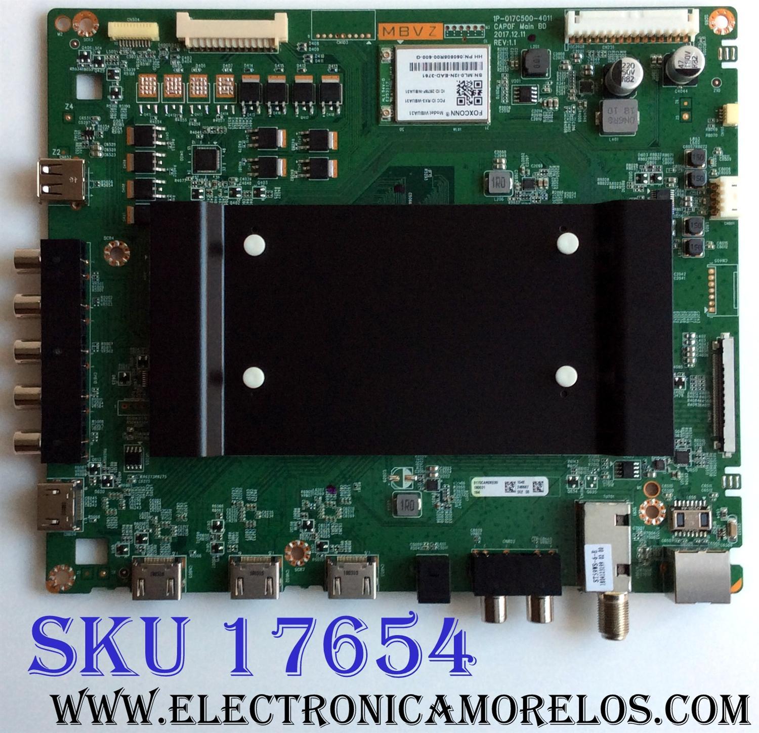 MAIN ORIGINAL PARA TV VIZIO / NUMERO DE PARTE Y8387104S / 0170CAR0KE00 104 / 1P-017C500-4011 / 1P-017CC00-4011 / 0170CAR0KE00 / PANEL SD700DUA-2 / MODELOS D70-F3 / E70-F3 / E70-F3 LFTRXD / E70-F3 LFTRXDKU / E70-F3 LFTRXDMU