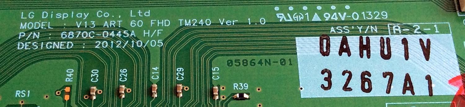 T-CON / LG 6871L-3267A / 6870C-0445A / 3267A / PANEL LC600EUD (LF)(F1) / MODELOS 60LA8600-UC.BUSYLJR / 60LA8600-UC.AUSYLJR - Imagen 2