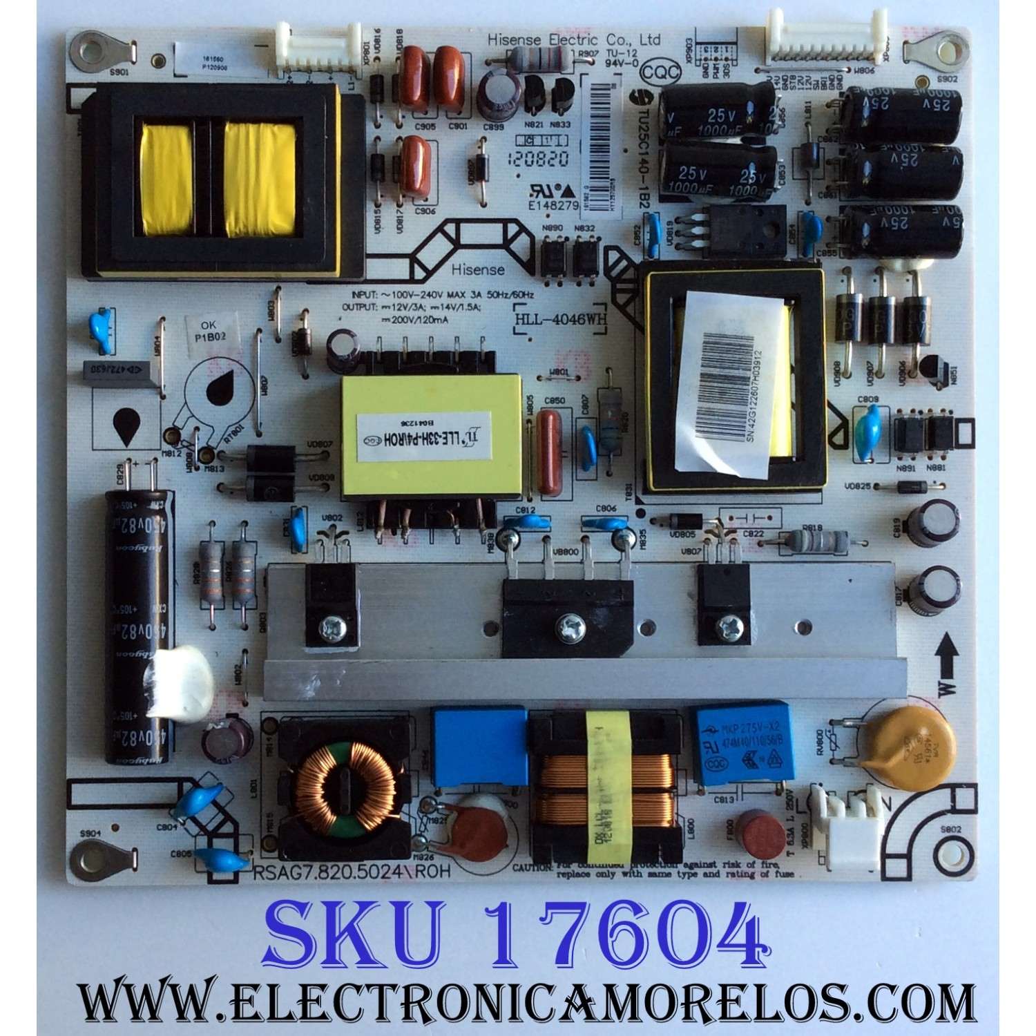 FUENTE DE PODER / INSIGNIA 161562 / RSAG7.820.50249\ROH / 161560 / HLL-4046WH / TU25C140-1B2 / E148279 / PANEL BE420FF-B57(3000) / MODELO NS-42E480A13