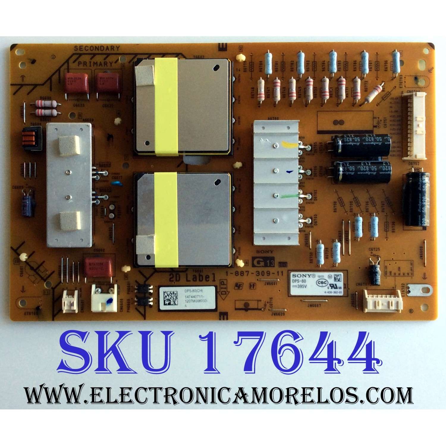 SUB FUENTE DE PODER / SONY 1-474-407-11 / 1-887-309-11 / DPS-80 / 147440711 / DPS-80 (CH) / PANEL FQLF550T02 / MODELO XBR-55HX950