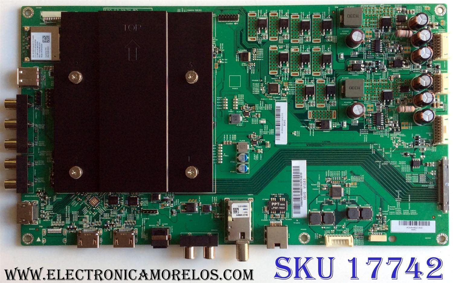 MAIN / VIZIO 755.02H01.0006 / 748.02H01.0011 / L7118-1 / 75502H010006 / TED.SX7.EB761 D17507 / A18063265 / A06A4482C868 / PANEL T500QVN03.7 / MODELO E50-F2 LWZ2WYMU