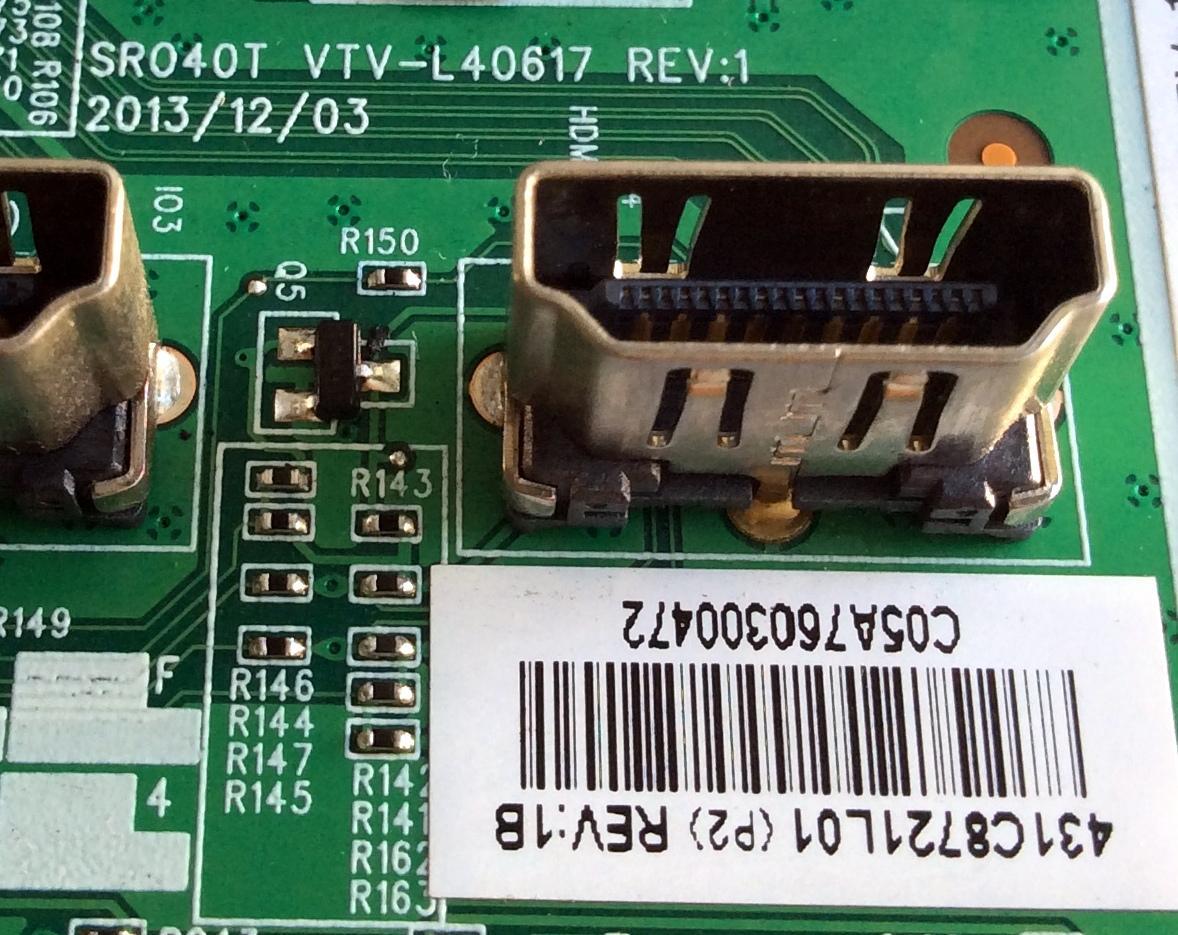 MAIN PARA TV TOSHIBA / NUMERO DE PARTE 431C8721L01 / 461C8721L01 / SR040T / VTV-L40617 REV:1 / 431C8721L01 REV:1B / 461C8721L01 REV:1B / PANEL V400HJ6-ME2 Rev.C1 / MODELOS 40L310U / 40L310U Rev.A - Imagen 2