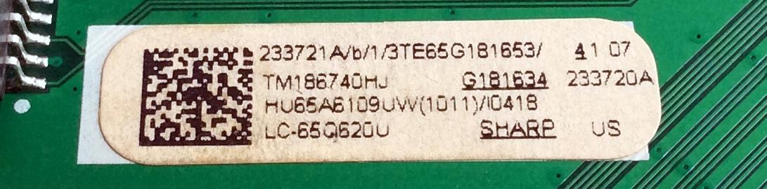 MAIN / SHARP 233721A / RSAG7.820.7921/ROH / 233720A / HU65A6109UW(1011) / 233721 / 233720 / 3TE65G1816 / PANEL HD650S1U51-L1\S2\GM\ROH / MODELO LC-65Q620U 65G182797H - Imagen 3