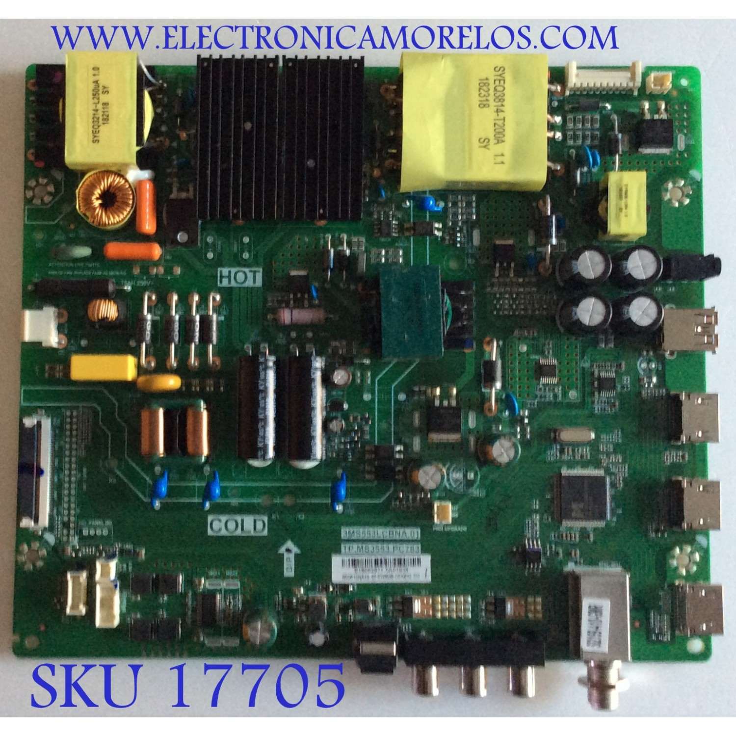 MAIN FUENTE COMBO ORIGINAL PARA TV INSIGNIA / NUMERO DE PARTE 02-SW353B-C010012 / 3MS553LCBNA.01 / TP.MS3553.PC783 / B18062971 / PANEL LVF550CSDX E13 V1 / DISPLAY ST5461B03-5 VER.2.1 / MODELO NS-55D510NA19
