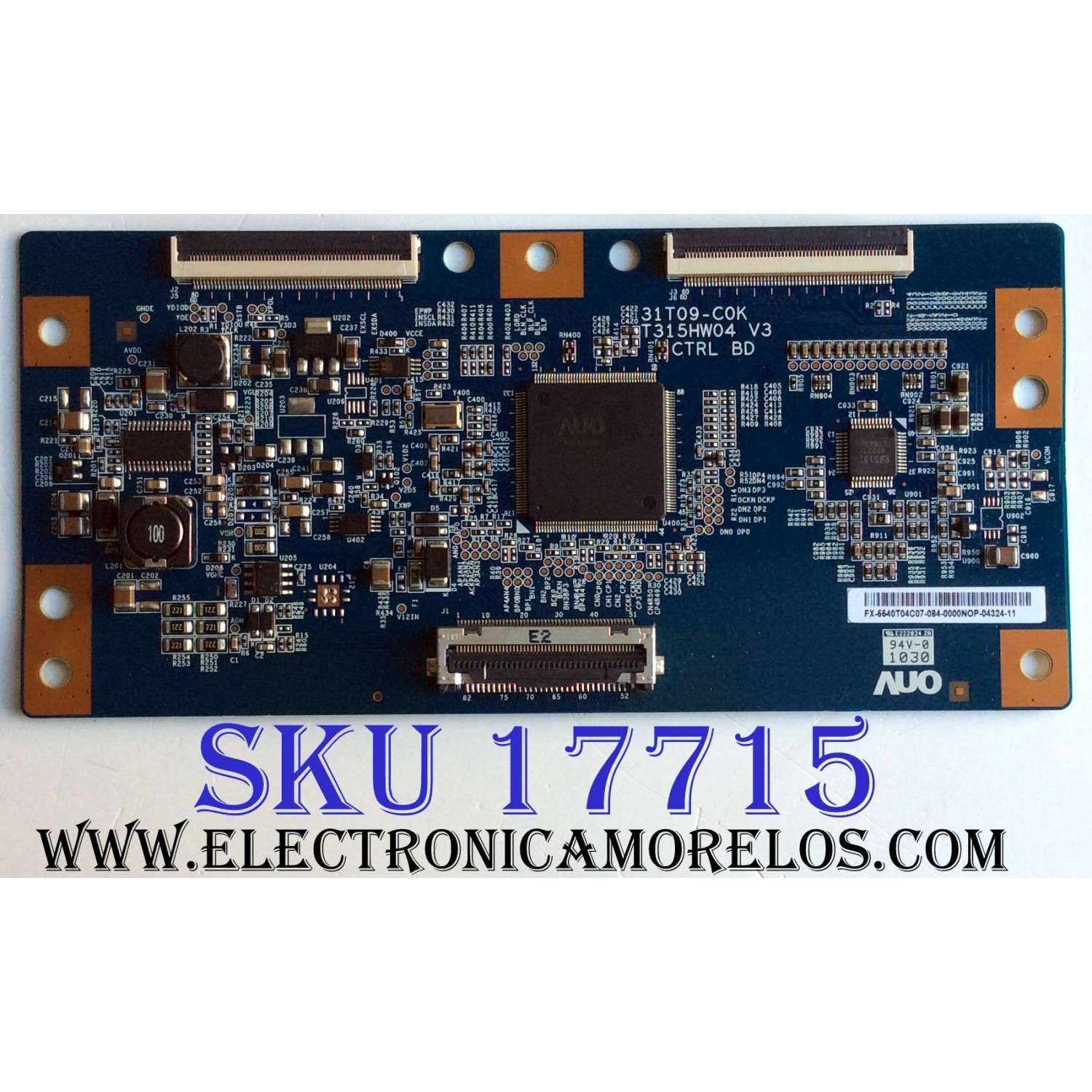 T-CON PARA TV SAMSUNG / NUMERO DE PARTE 55.40T04.C07 / 31T09-C0K / T315HW04 V3 / 5540T04C07 / PANEL T400HW03 V.4 / MODELOS LN40C630K1FXZA AA05 / LN40C610N1FXZA / LN40C630K1FXZA