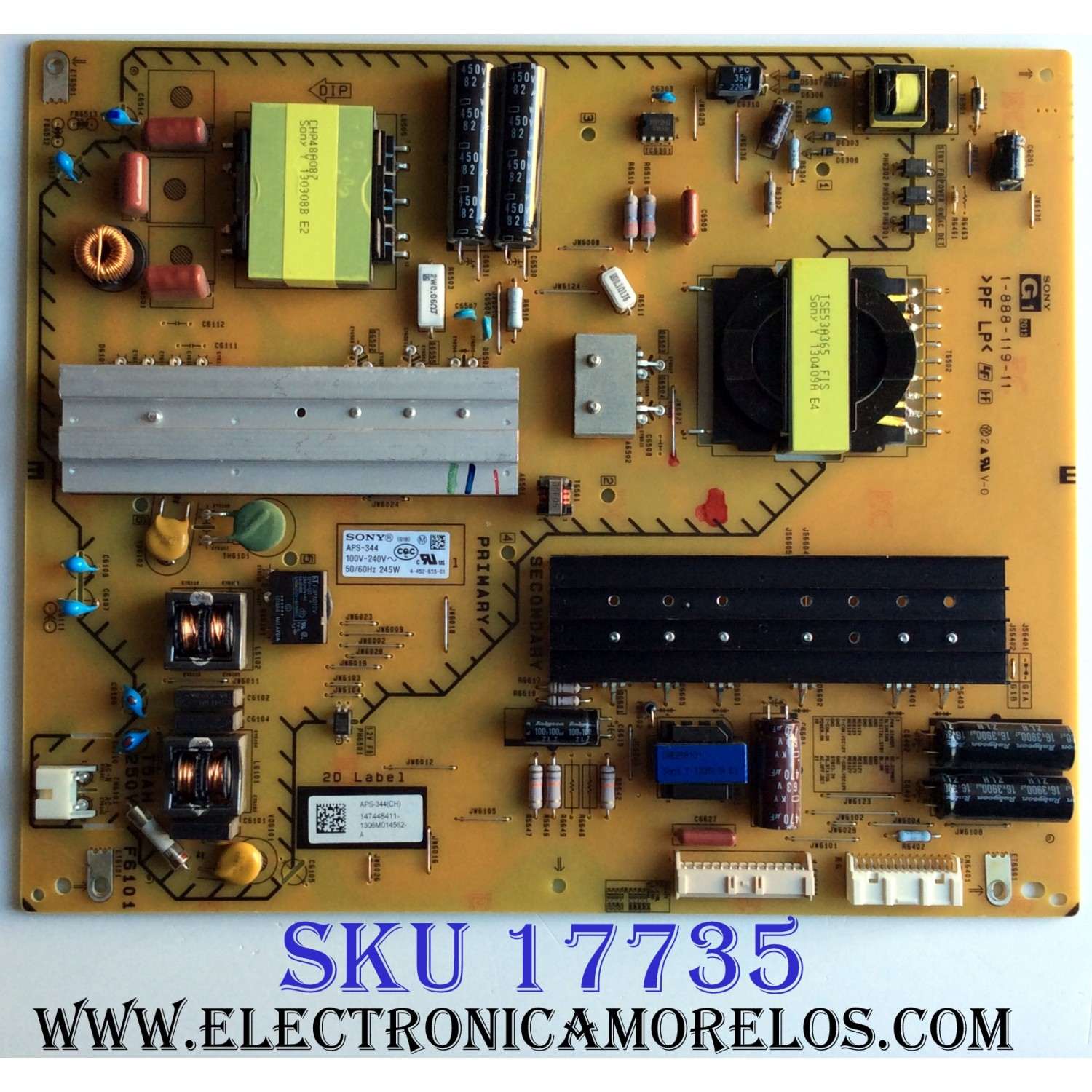 FUENTE DE PODER / SONY 1-474-484-11 / APS-344 / 147448411 / APS-344(CH) / 1-888-119-11 / PANEL YLV5522-02N / MODELO KDL-55W900A