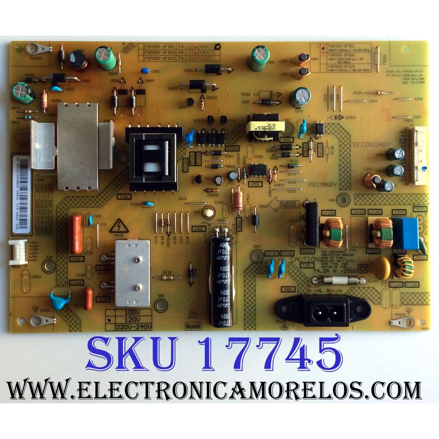 FUENTE DE PODER / BEST BUY / TOSHIBA PK101W0880I / FSP093-3FS01 / 01-PK101W0880I-DSPIL / 3BS0389912GP / E186016 / PANEL V400HJ6-ME2 Rev.C1 / MODELOS 40L310U / 40L310U Rev.A