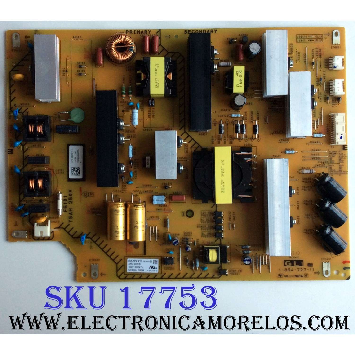 FUENTE DE PODER / SONY 1-474-617-21 / APS-382/B(CH) / 147461721 / 1-894-727-11 / APS-382/B / PANEL S650QF59 V3 / MODELO XBR-65X850C