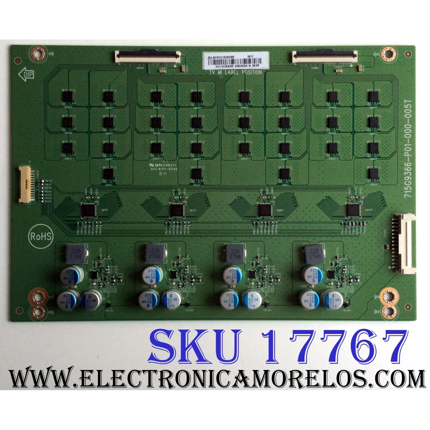 LED DRIVER PARA TV VIZIO / NUMERO DE PARTE LNTVHU16ZXAB2 / 715G9366-P01-000-005T / HU16ZXAB2 / E88441 / PANEL´S TPT550U1-QVN05.U REV:S59B0A / TPT550U1-QVN05.U REV:S9B0A / MODELO P55-F1 / P55-F1 LTMWXHKU
