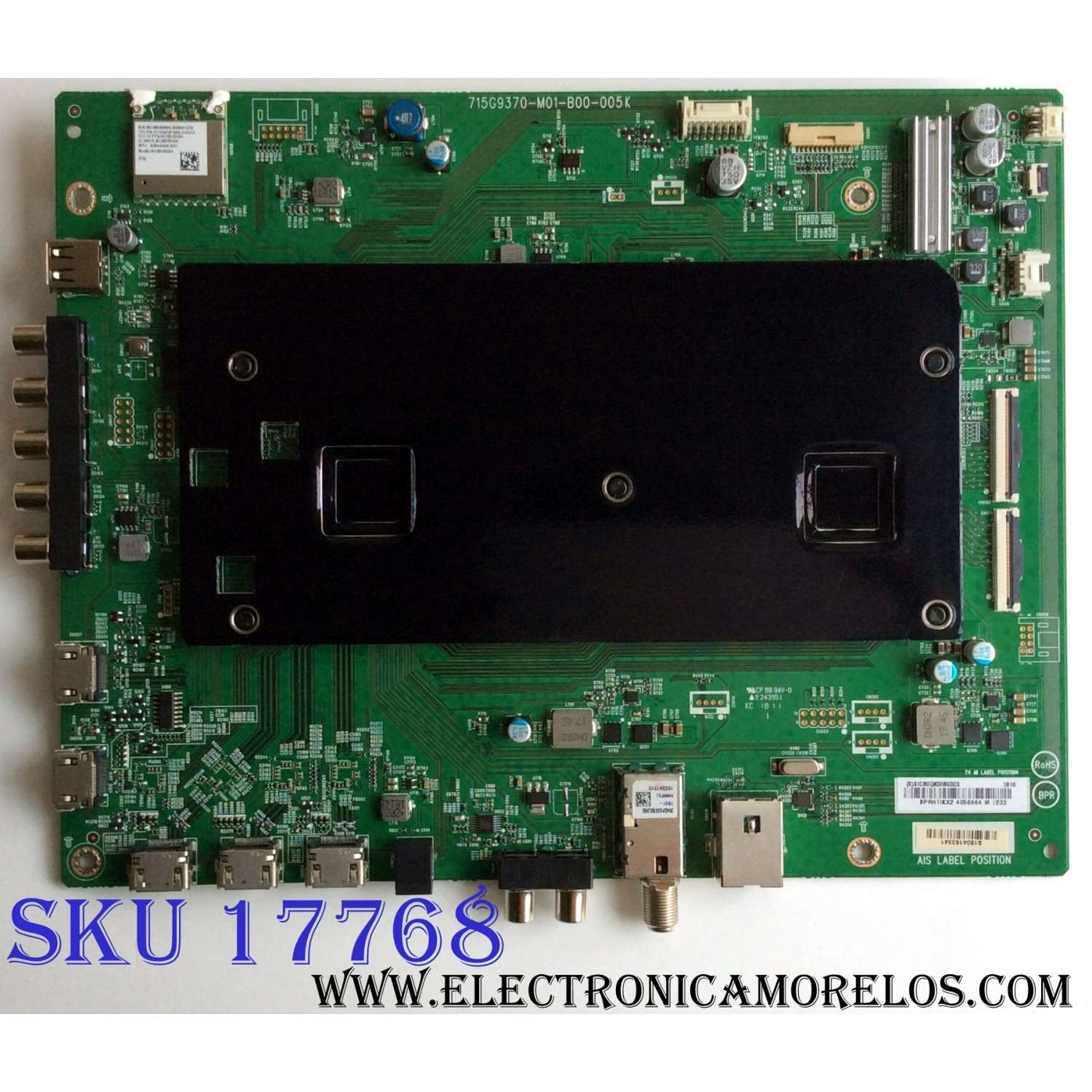 MAIN PARA TV VIZIO / NUMERO DE PARTE 756TXICB0QK008 / XICB0QK008 / 715G9370-M01-B00-005K / 715G9370-M02-B00-005K / 756TXICB0QK0080 / 715G9370-M02-B00-005K / XICB0QK008030X / S1804163341 / PANEL TPT550U1-QVN05.U REV:S59B0A / MODELO P55-F1 / P55-F1 LTMWXHKU