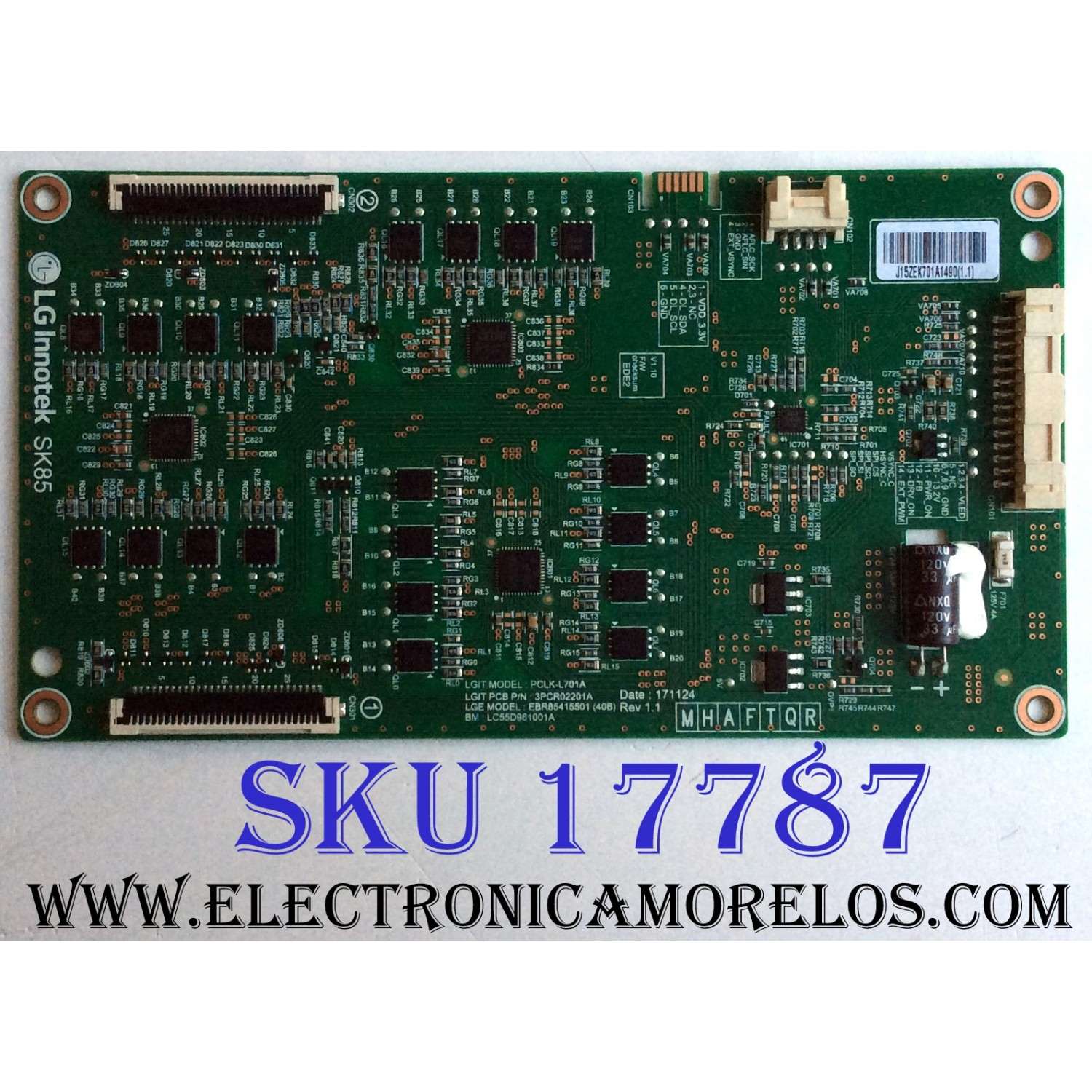 LED DRIVER PARA TV LG / NUMERO DE PARTE EBR85415501 / 3PCR02201A / 701A / PCLK-L701A / LC55D961001A / PANEL'S HC550DQB-SLUA1-214X / HC550DQB-SLUA5-214X / MODELOS 55SK9000PUA / 55SK9000PUA.AUSWLJR / 55SM9000PUA / 55SM9000PUA.BUSYLJR