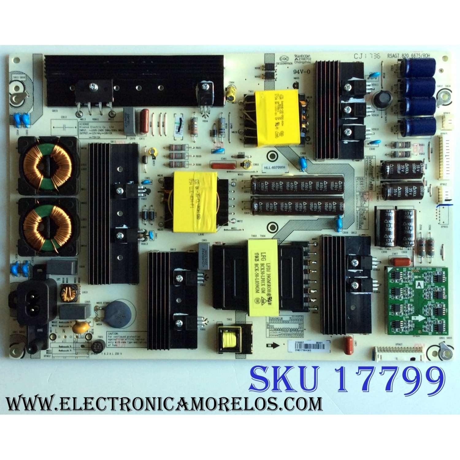 FUENTE DE PODER / HISENSE 218857 / RSAG7.820.6675/ROH / HLL-6070WH / CQC13134095636 / E166702 / PANEL HD650M5U52-TAL1\S1\GM\ROH 219130 / MODELO 65H8050D