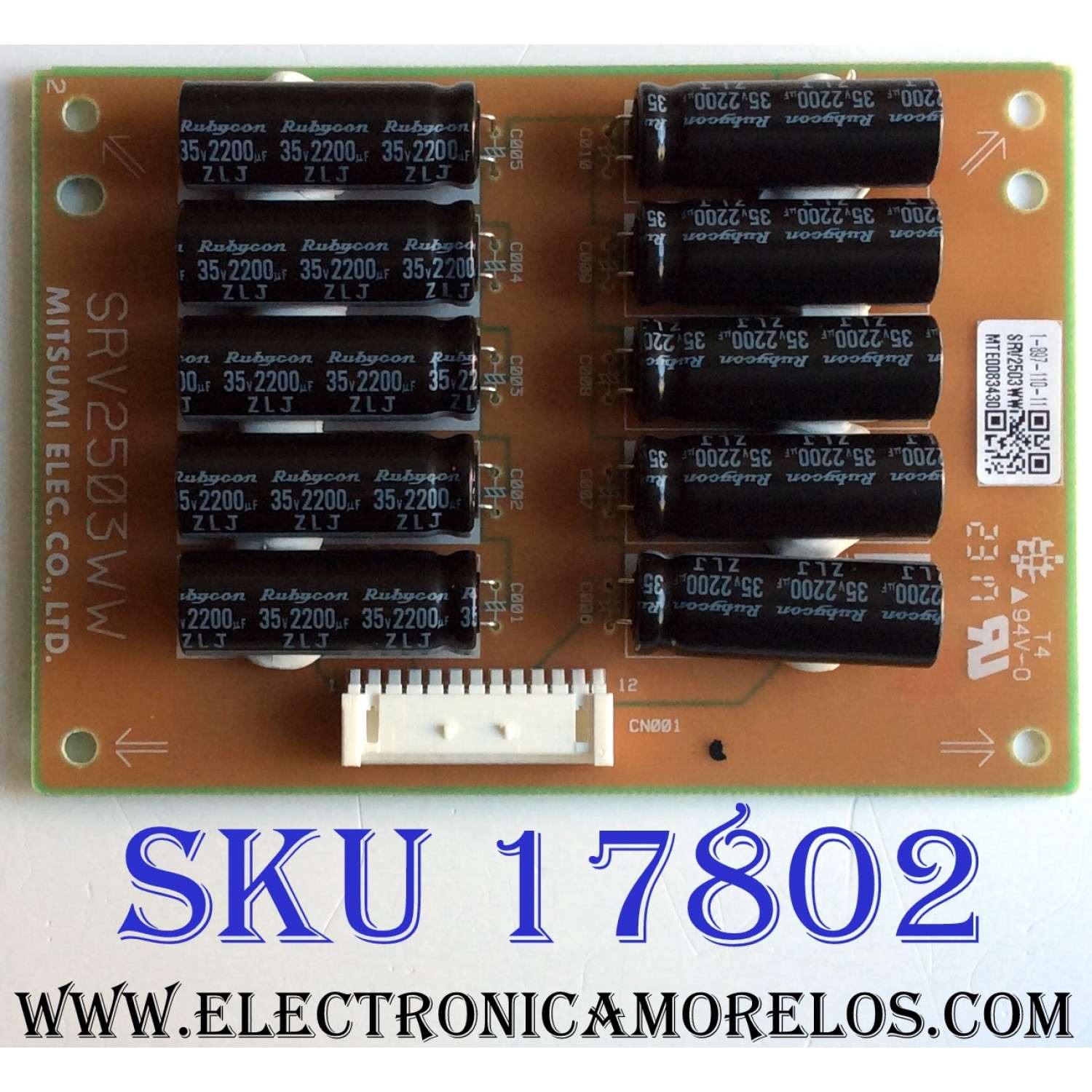 TARJETA DE MONTAJE DEL CONDENSADOR / SONY 1-897-110-11 / SRV2503WW / MTE0083430 / PANEL / MODELO XBR-55X930E