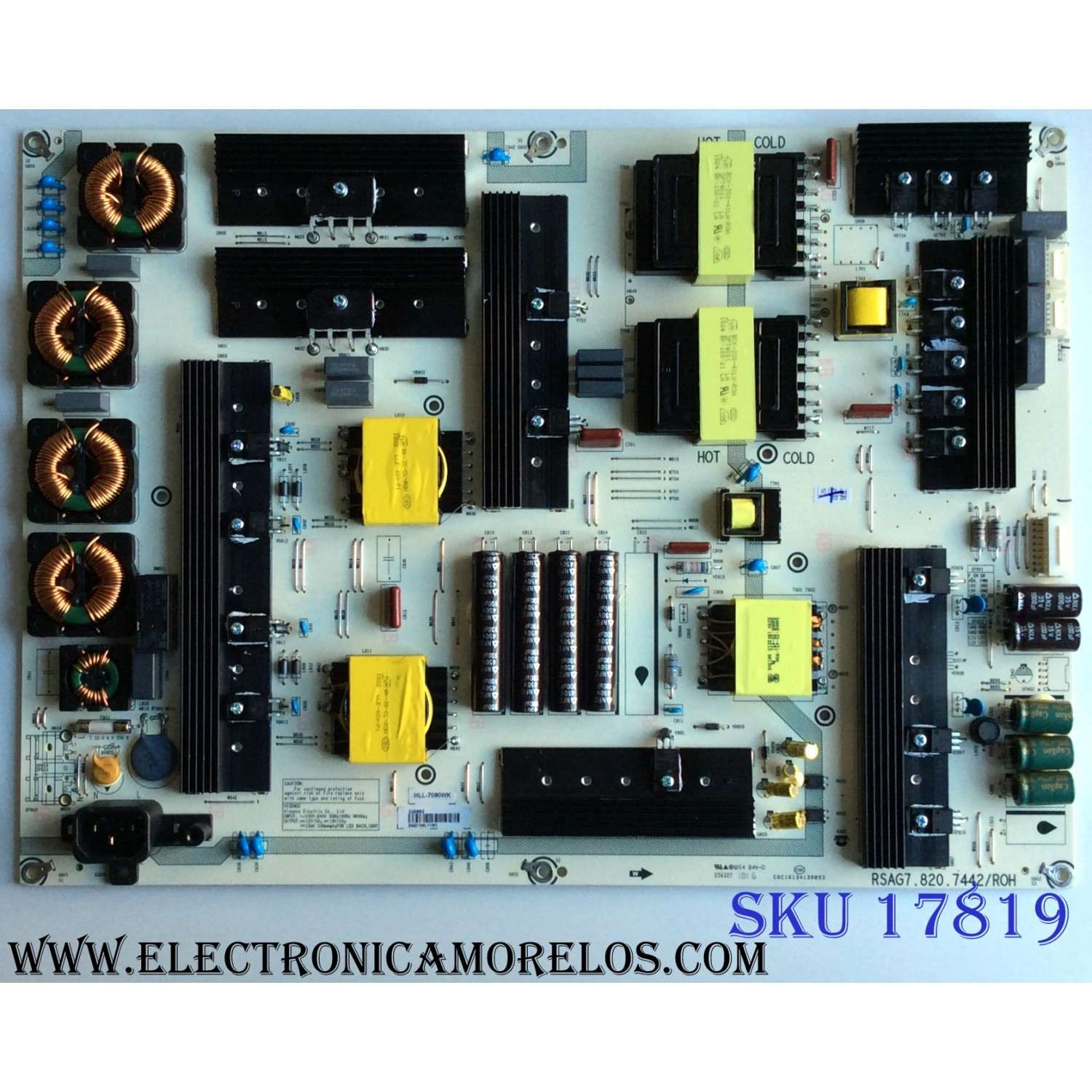 FUENTE DE PODER / HISENSE 235993 / RSAG7.820.7442/ROH / HLL-7080WK / E56327 / CQC16134139053 / PANEL`S HD750M7U71-L1\S0\GM\ROH / HD750M7U71-L1 / MODELO 75EU8070