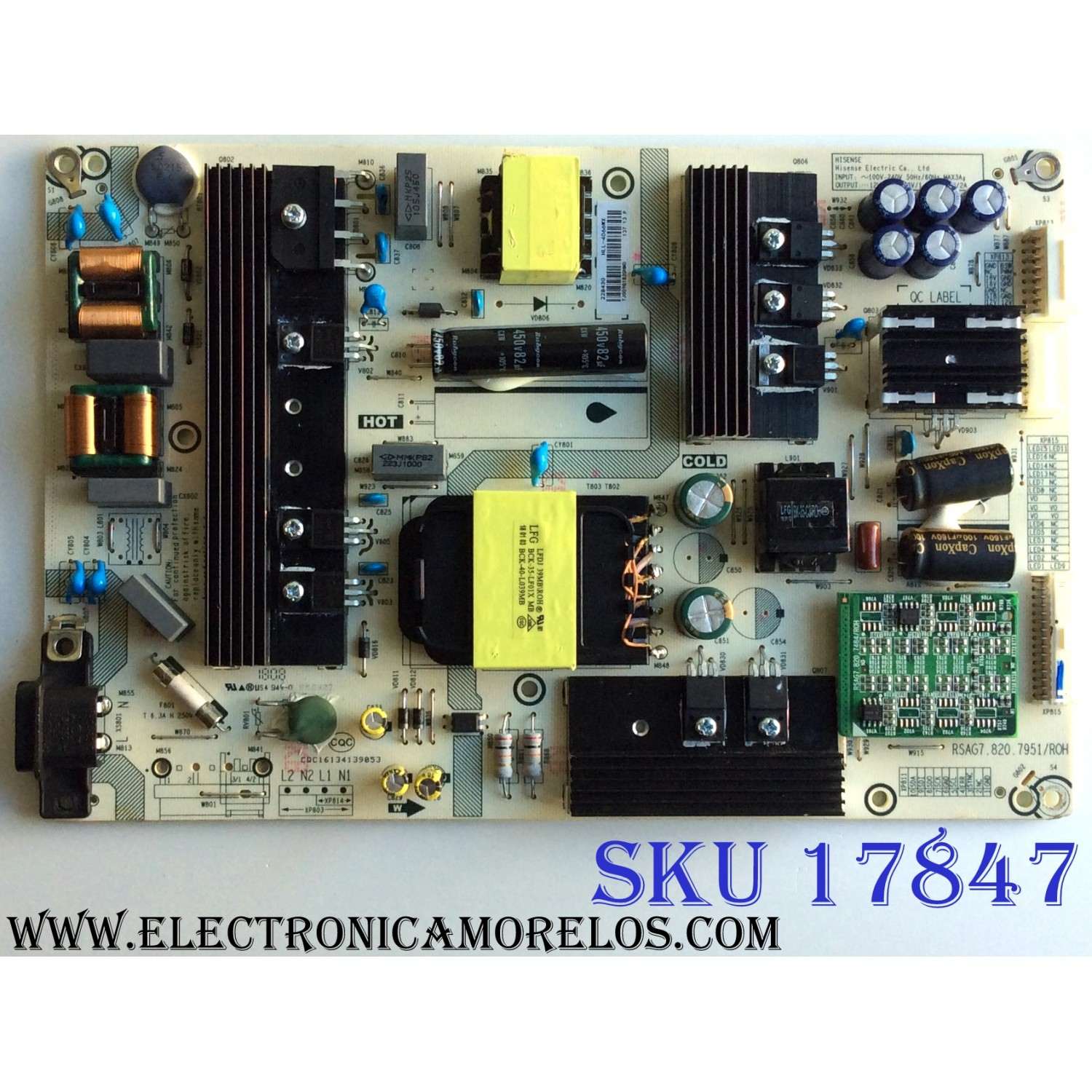 FUENTE DE PODER / HISENSE 228430 / RSAG7.820.7951/ROH / HLL-4066WX / CQC16134139053 /  MODELO  43H8E