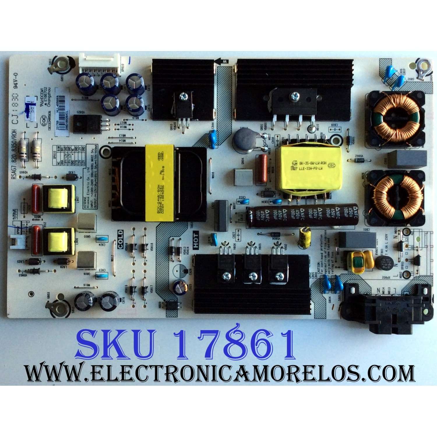 FUENTE DE PODER / HISENSE 231769 / RSAG7.820.8350/ROH / HLL-4056WA / E166702 / CQC13134095636 / PANEL  / MODELO  50R7E  