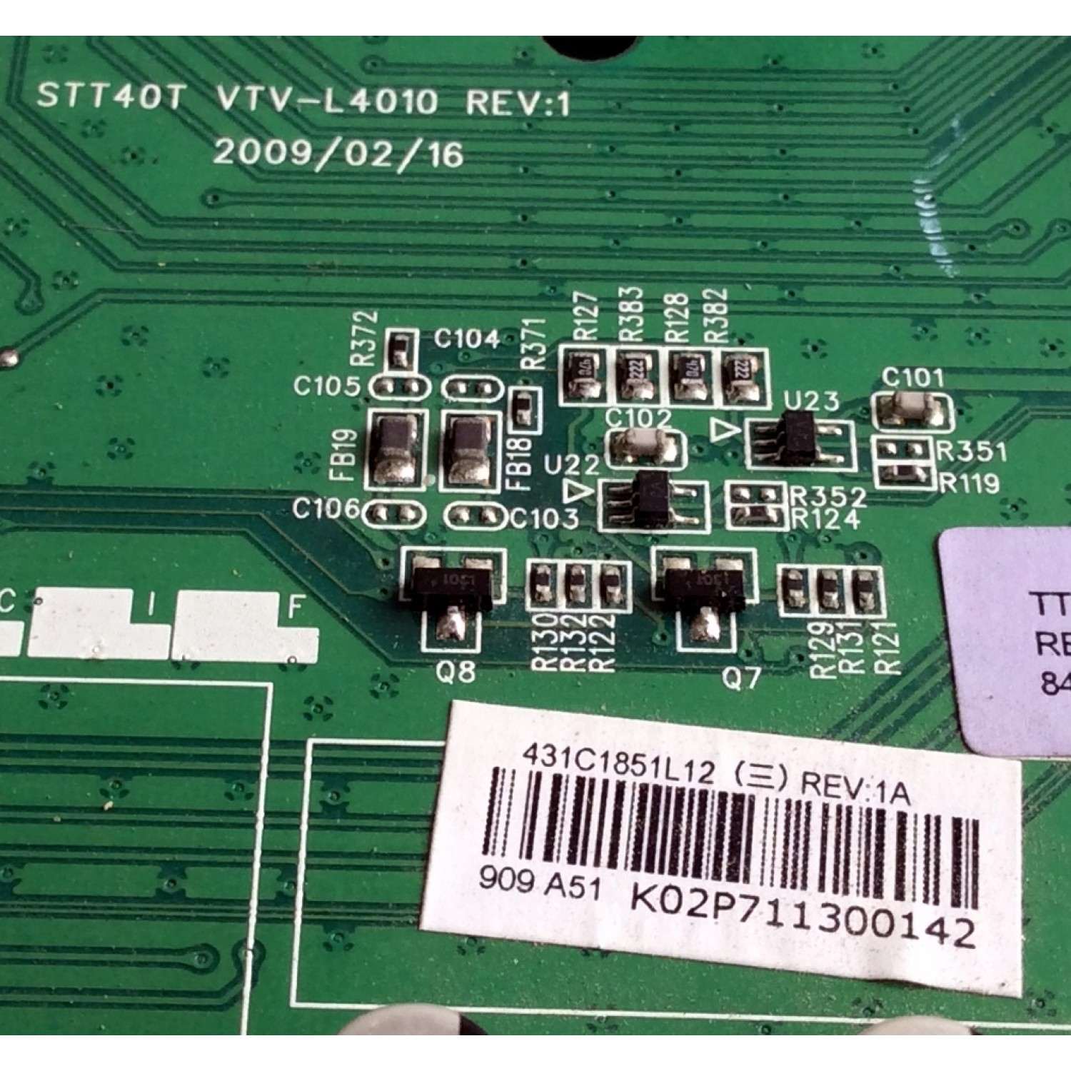 MAIN / TOSHIBA 75014846 / STT40T VTV-L4010 REV:1 / 431C1851L12 / 461C1851L12 / TT46T / PANEL LTA460HF03 / MODELO 46XV640UZ - Imagen 2