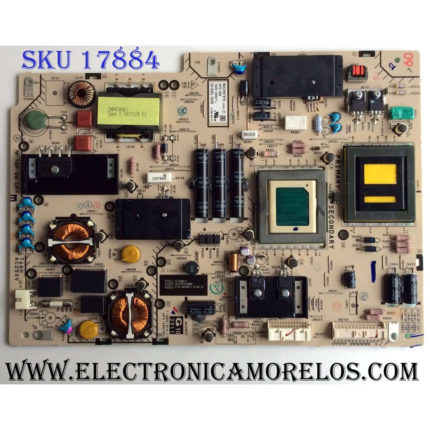 FUENTE DE PODER / SONY 1-474-294-11 / 1-883-916-12 / APS-290 (MY) / 147429411 / MODELO KDL-32EX720