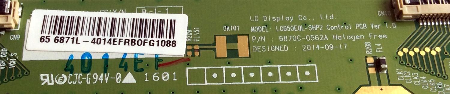 T-CON / SONY 6871L-4014E / 6870C-0562A / 4014E / PANEL SYV6542 / MODELO XBR-65X810C - Imagen 2
