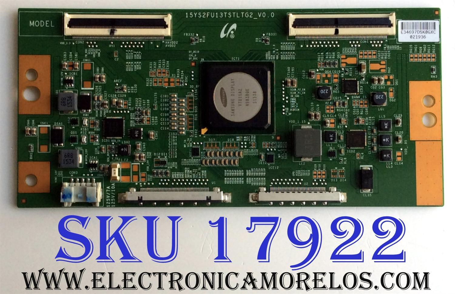 T-CON / SONY LJ94-34697D / 15YS2FU13TSTLTG2_V0.0 / 34697D / PANEL SYV5541 / MODELO XBR-55X850C