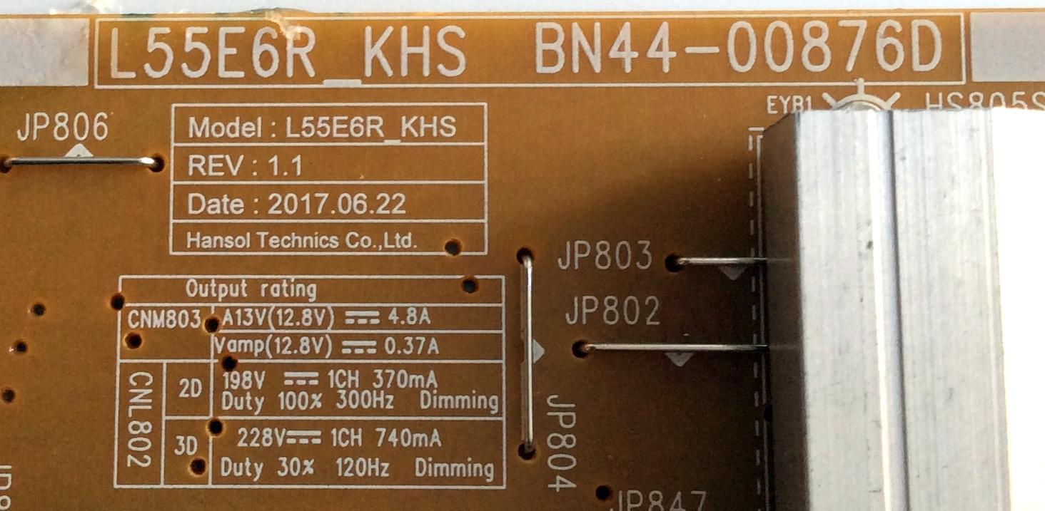 FUENTE SAMSUNG BN44-00876D / L55E6R_KHS / BN4400876D / PANEL CY-KK049HGLV3H JW50 / MODELOS UN49MU7000 / UN49MU7000FXZA FC02 / UN49MU7600 / UN49MU7600FXZA / UN55MU7000 / UN55MU7600 / UN55MU7000FXZA / UN55MU700DFXZA / UN55MU7600FXZA / UN55MU7500FXZA FC04 - Imagen 3