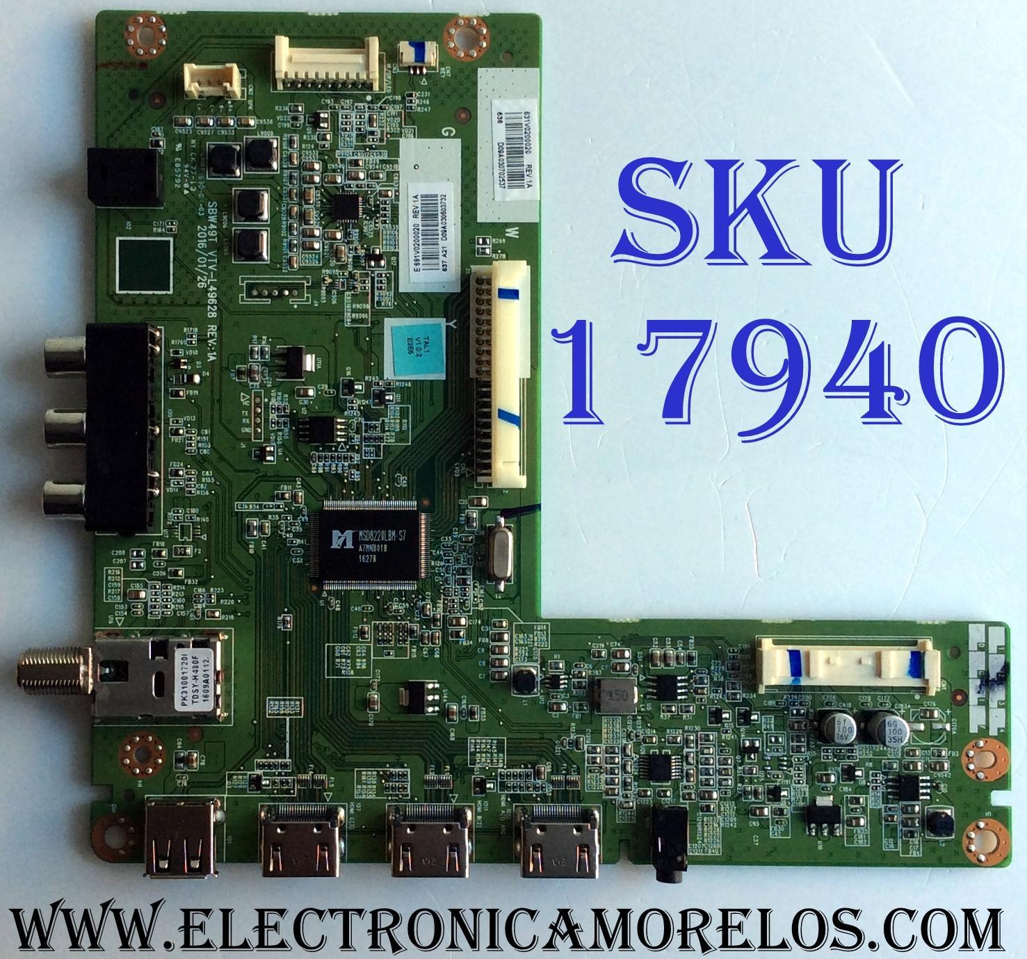 MAIN / BEST BUY / TOSHIBA 631V0200020 / VTV-L49628 REV:1A / SBW49T / 691V0200020 / REV:1A / PANEL C500LD-GF61 REV.01 / MODELO 50L420U