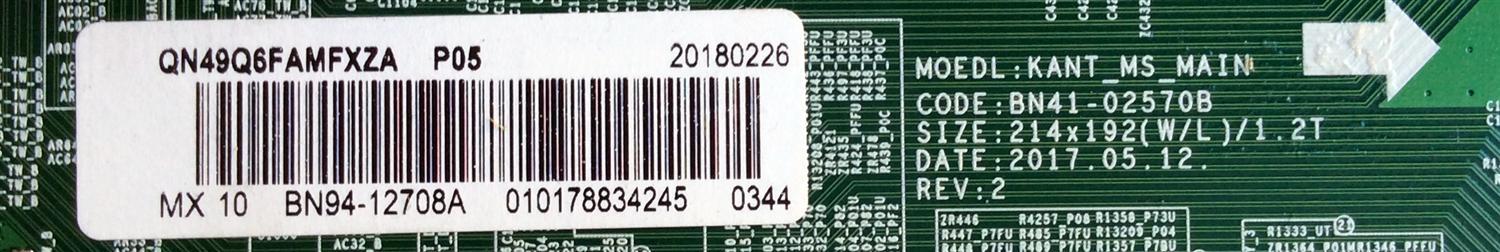 MAIN / SAMSUNG BN94-12708A / BN41-02570B / BN97-13726A / PANEL CY-QM049HLLV1H KW09 / 49A6AU0QM / MODELOS QN49Q6FA / QN49Q6FAMFXZA FA01 - Imagen 2