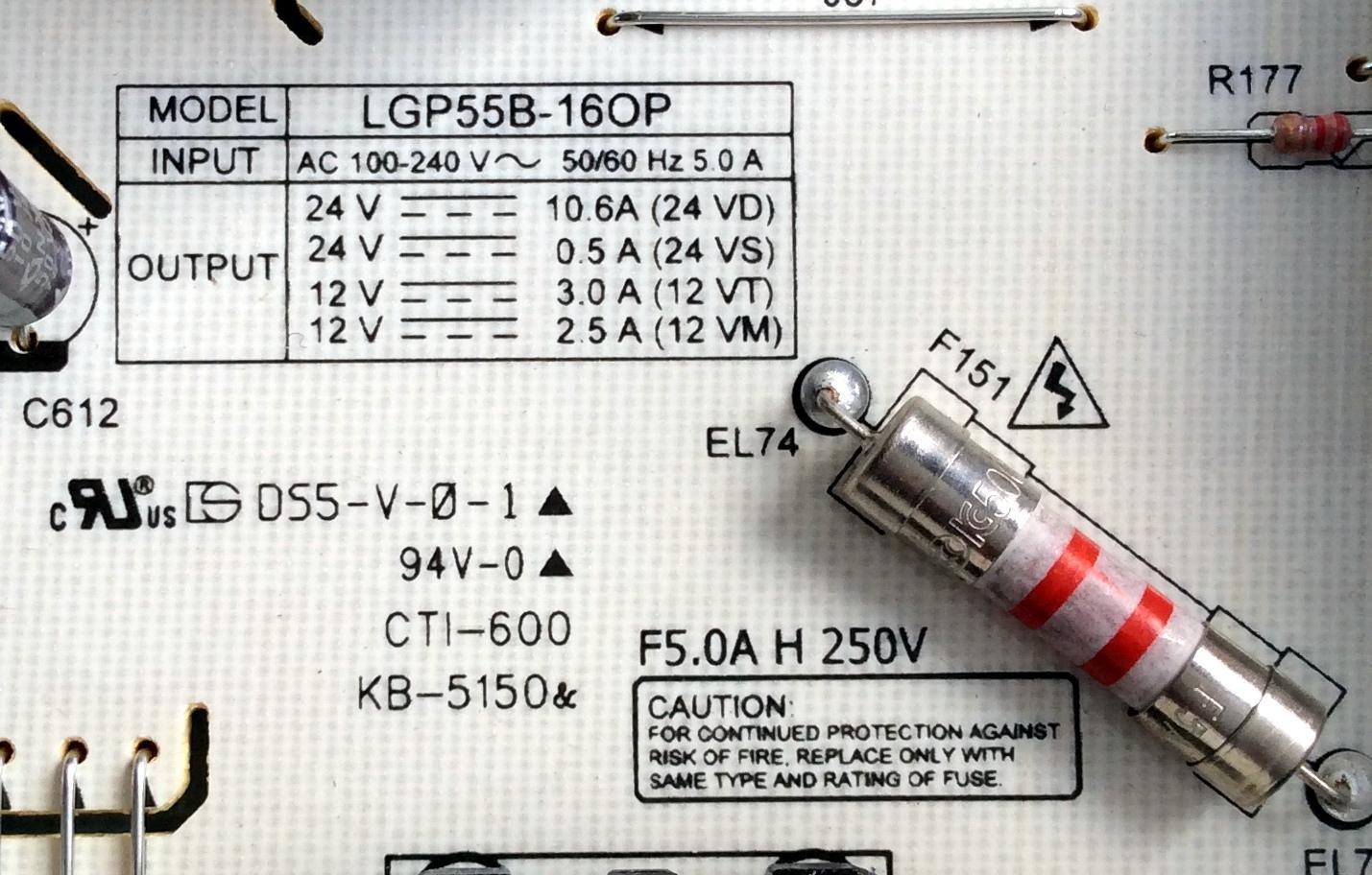 FUENTE DE PODER PARA TV LG OLED / NUMERO DE PARTE EAY64389001 / 64389001 / LGP55B-16OP / B12F279001 / LGP55B-160P / PANEL LC550AQD (EK)(A4) / LC550AQD (GJ) ( A6) / MODELOS OLED55B6P-U / OLED55B6P-U.AUSZLH / OLED55B6P-U / OLED55B6P-U.BUSZLJR - Imagen 3