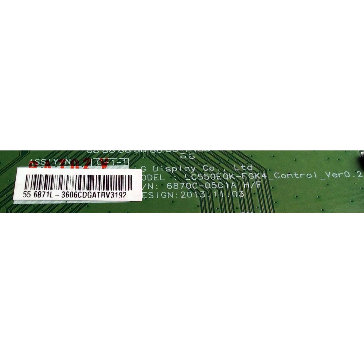 T-CON / SONY 6871L-3606C / 6870C-0501A / LC550EQK-FGK4_CONTROL_VER0.2 / MODELO XBR-55X850B - Imagen 2